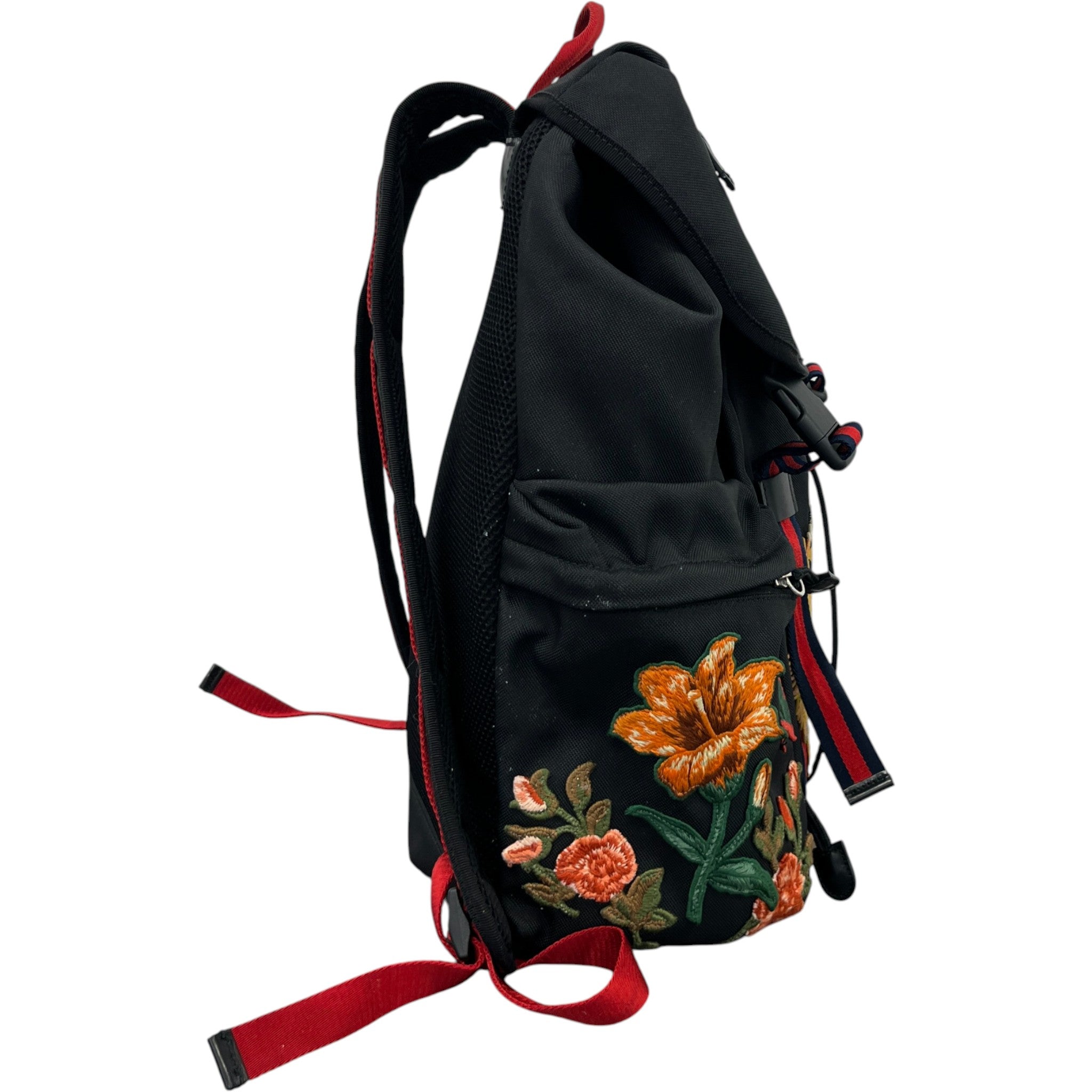 Men's Embroidered Patch Backpack Black