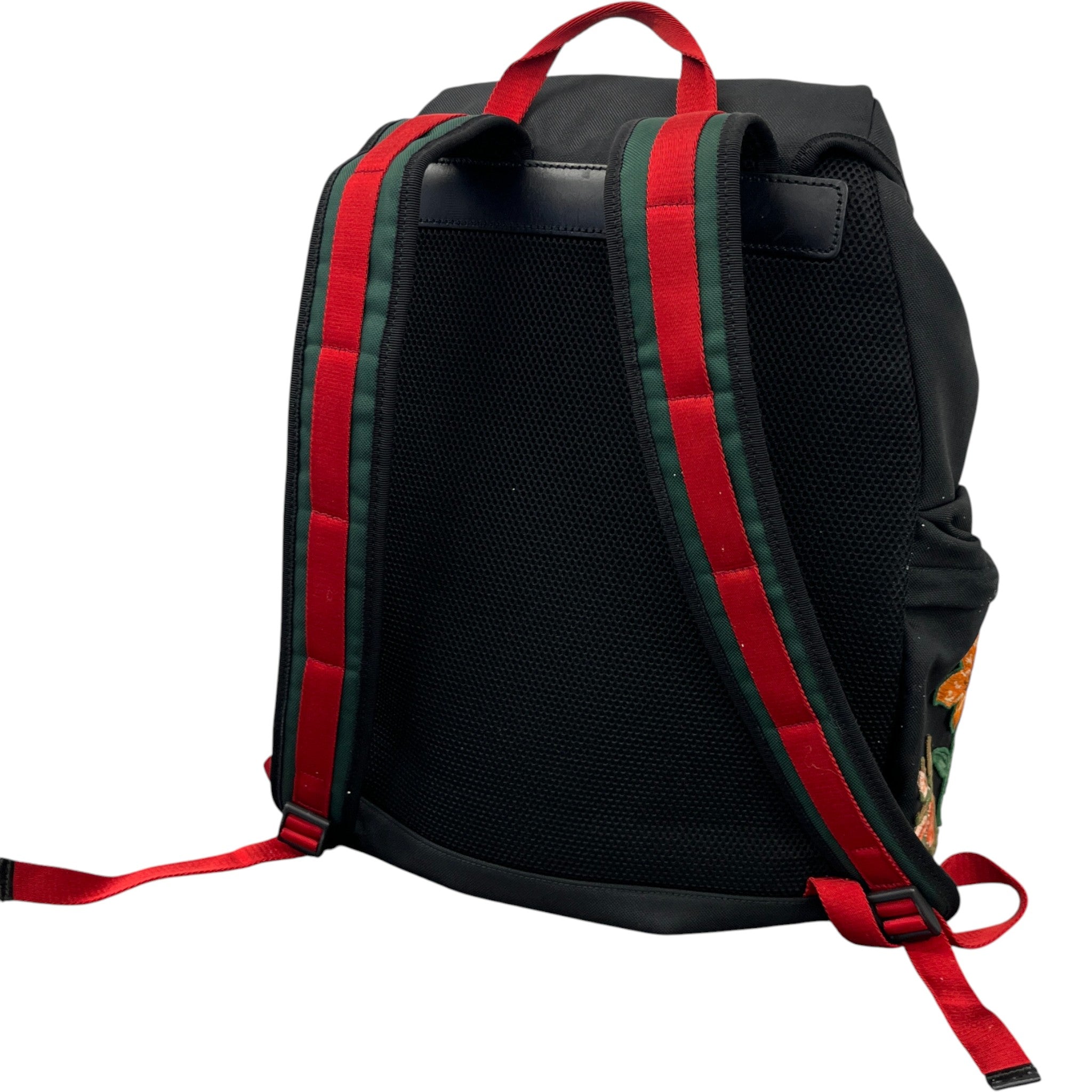 Men's Embroidered Patch Backpack Black