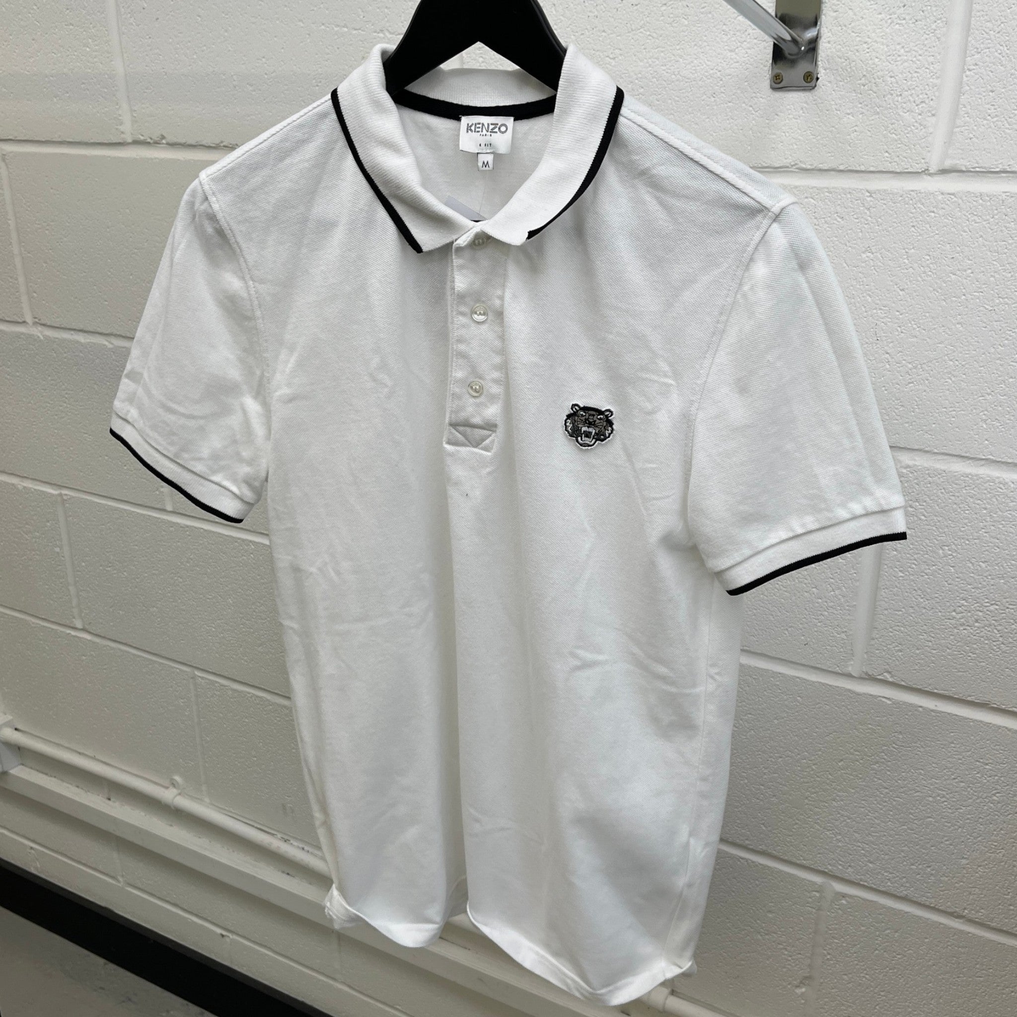 Men's Embroidered Logo Polo Shirt White Size M