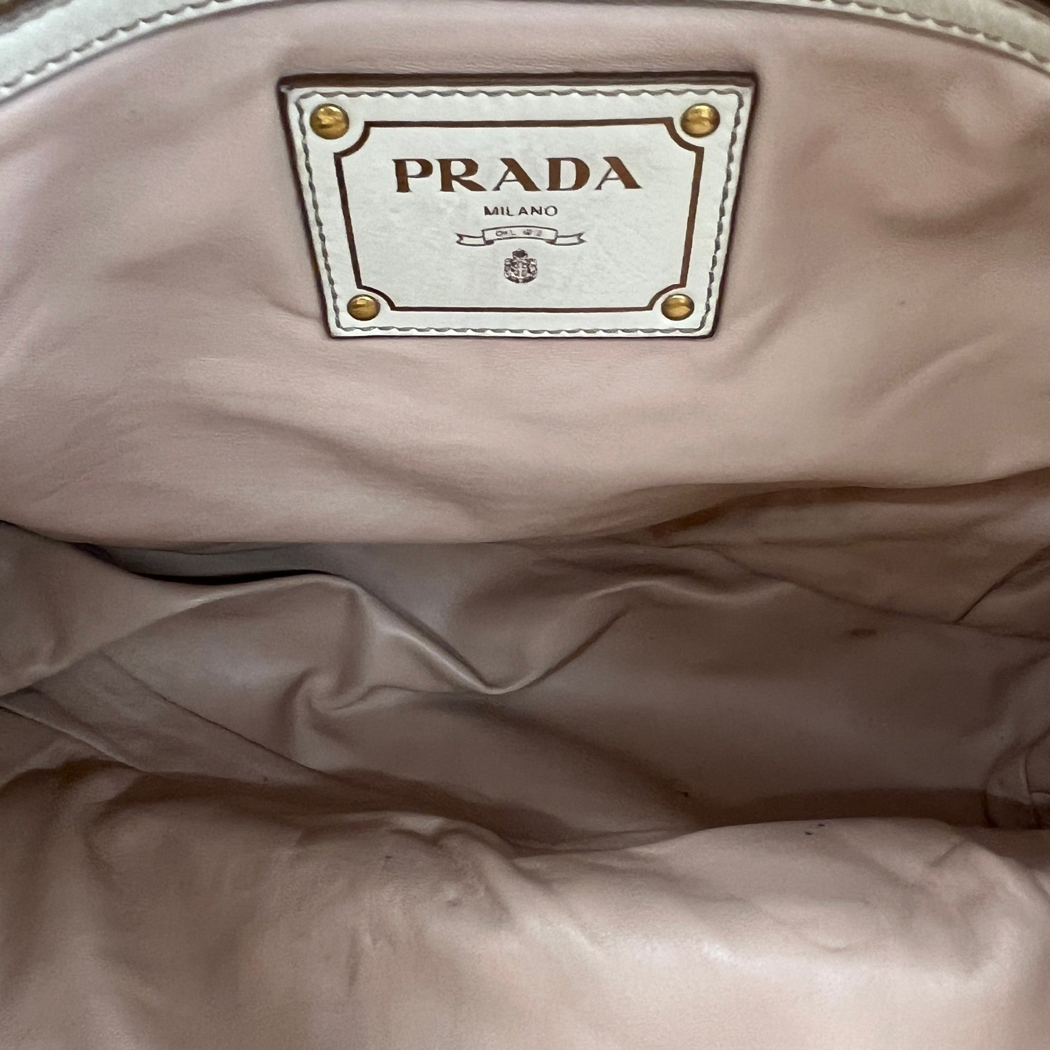 Women's Vitello Shine Handbag Cream