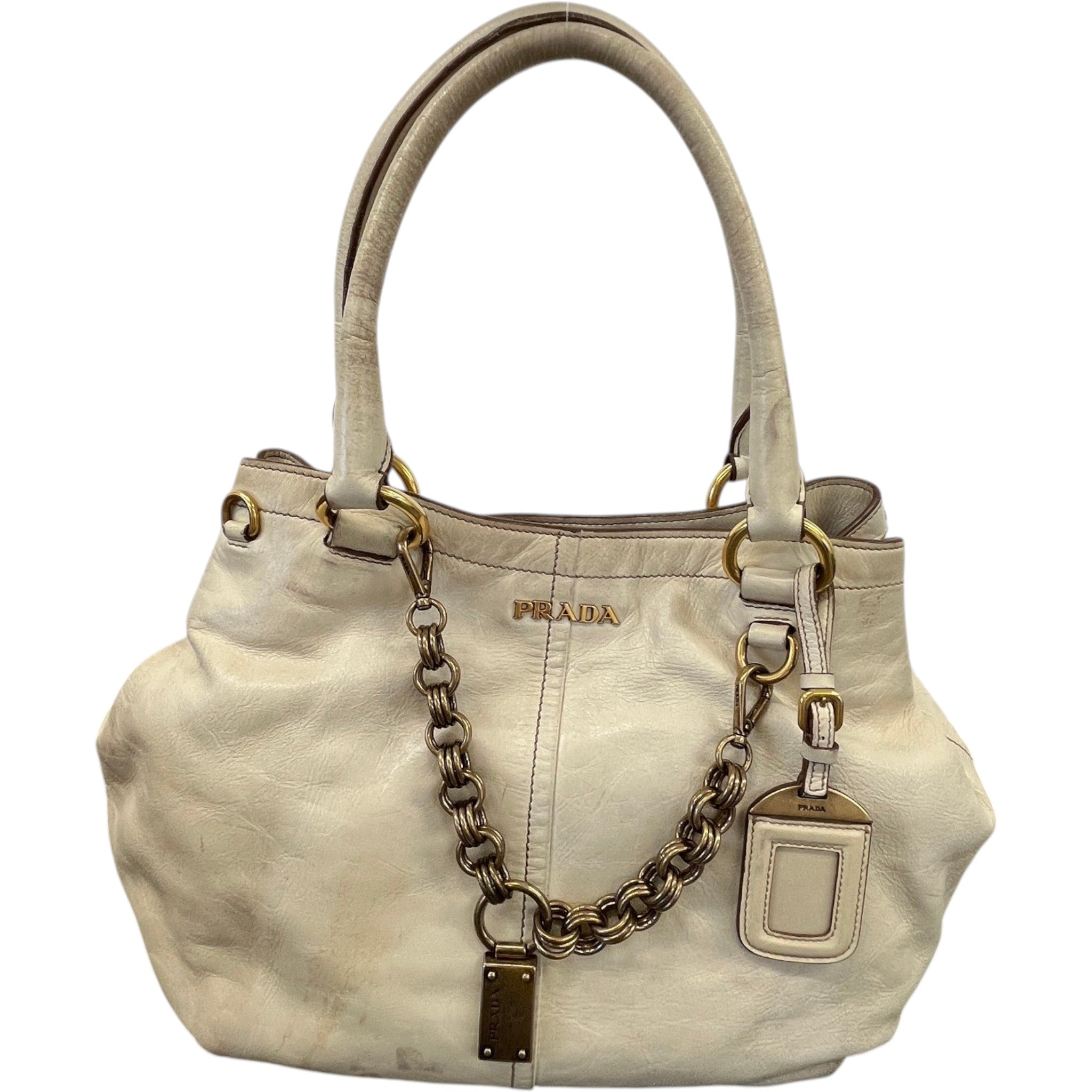 Women's Vitello Shine Handbag Cream