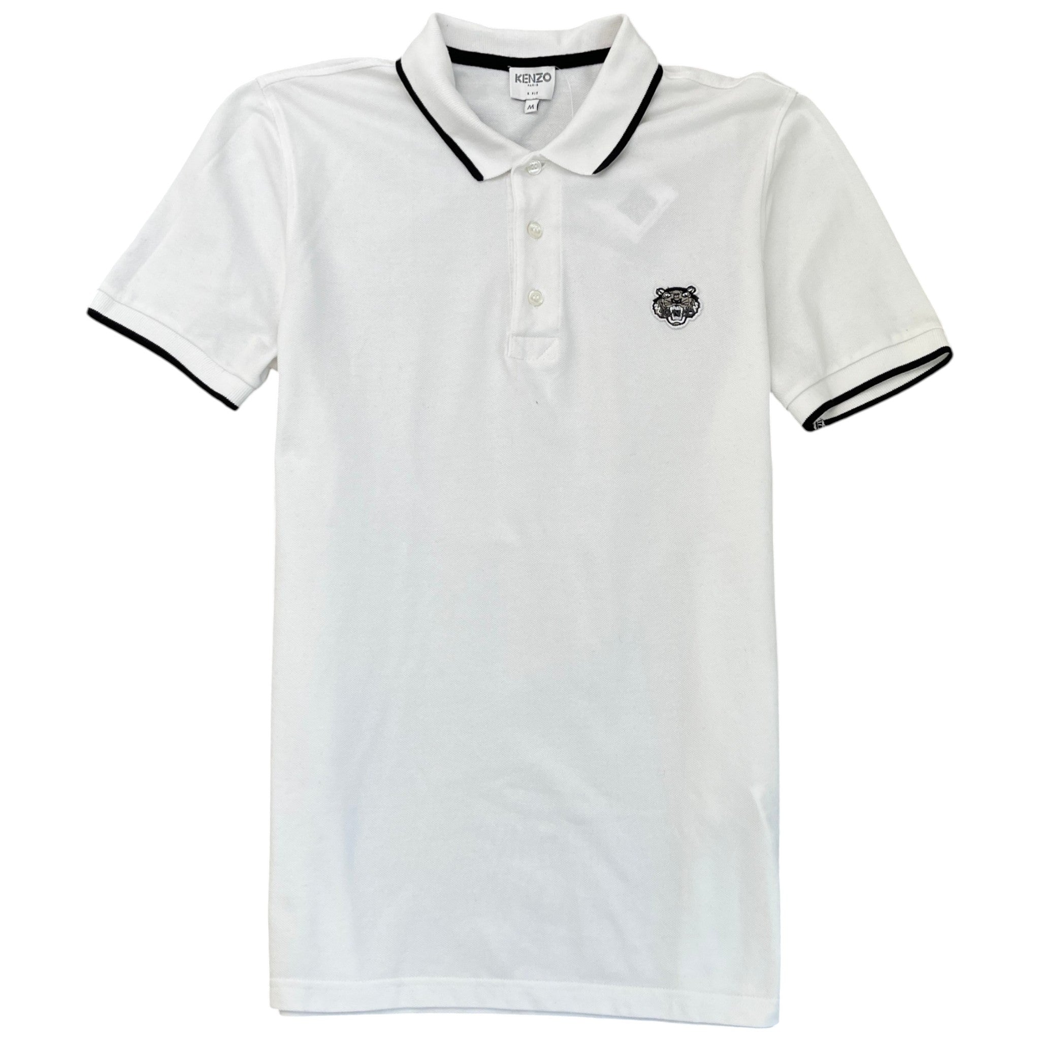 Men's Embroidered Logo Polo Shirt White Size M
