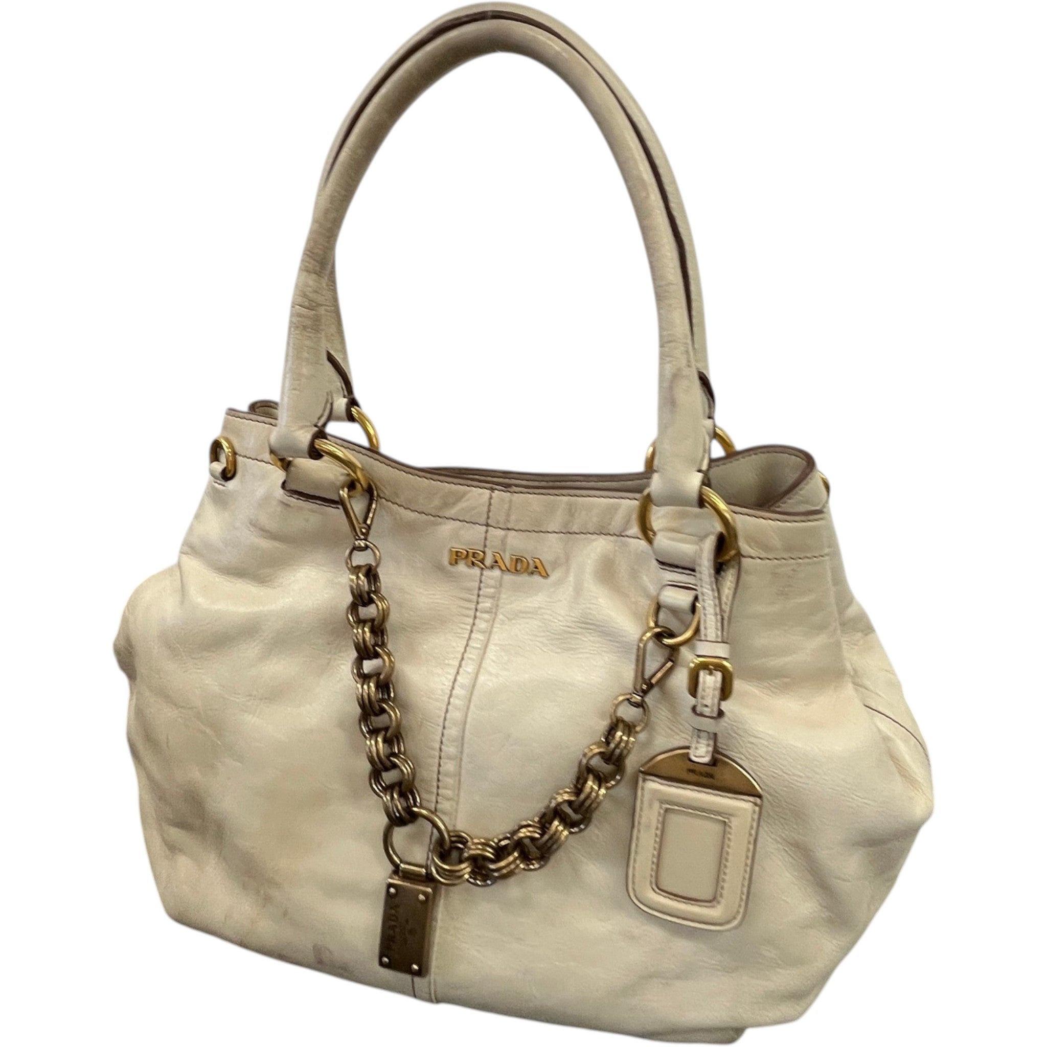 Women's Vitello Shine Handbag Cream