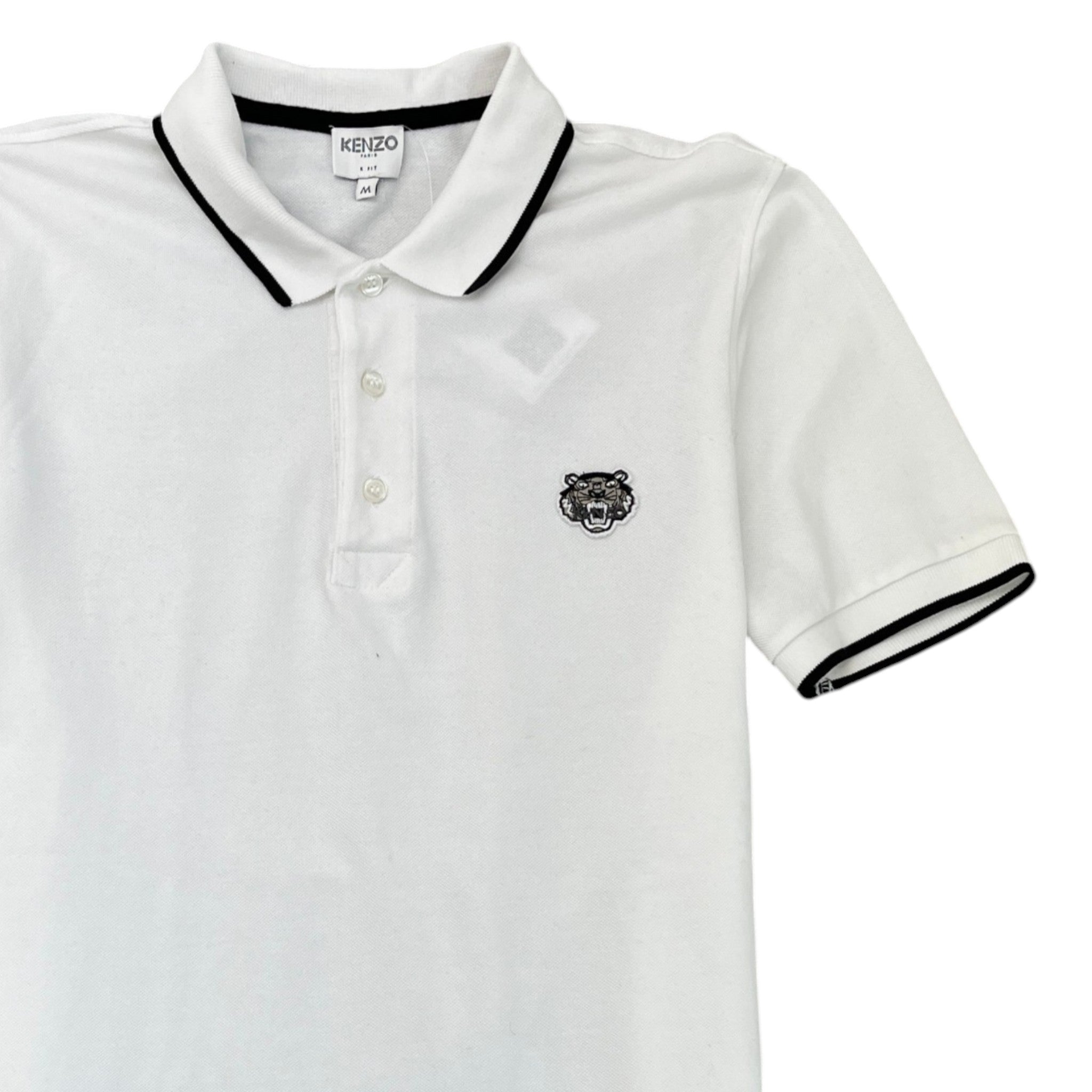 Men's Embroidered Logo Polo Shirt White Size M
