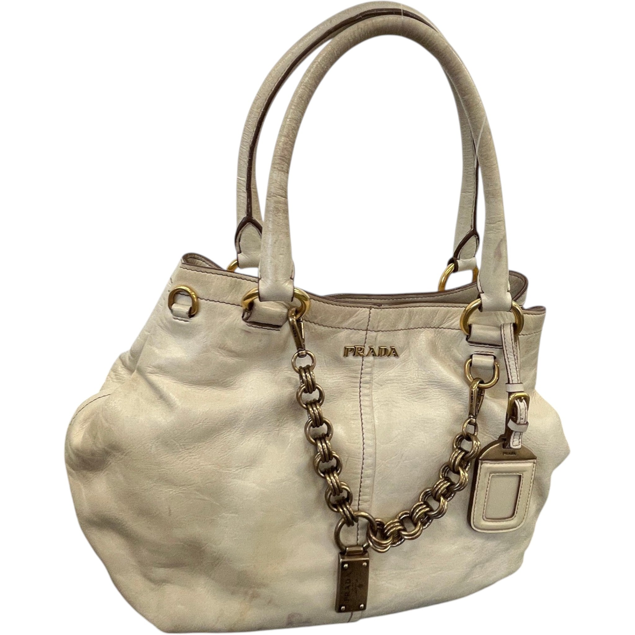 Women's Vitello Shine Handbag Cream
