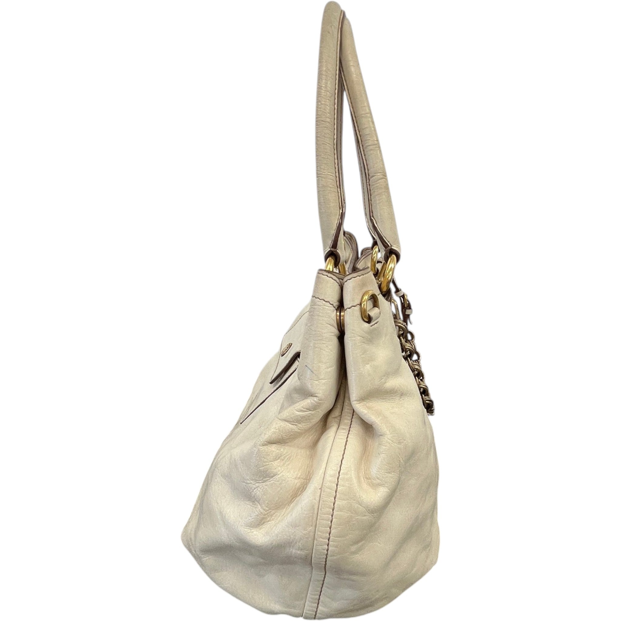 Women's Vitello Shine Handbag Cream