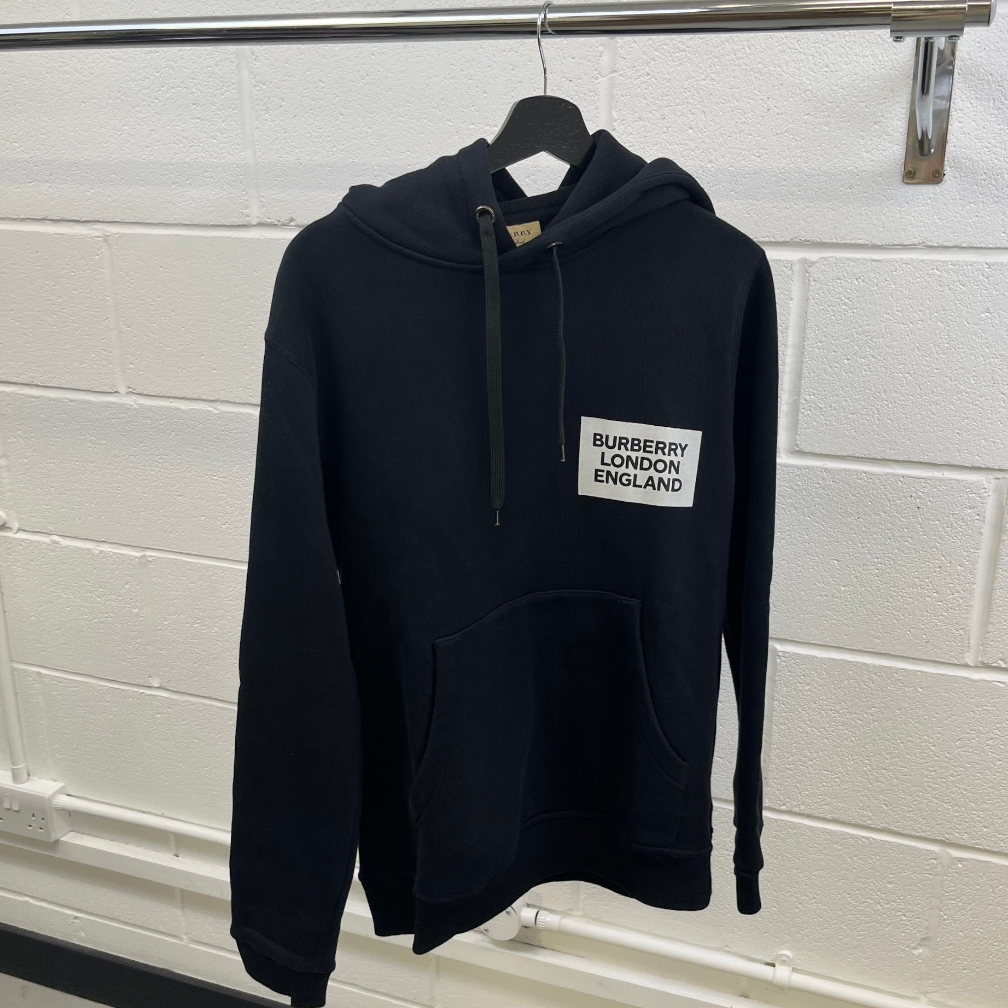 Men's Logo Print Hoodie Black Size S