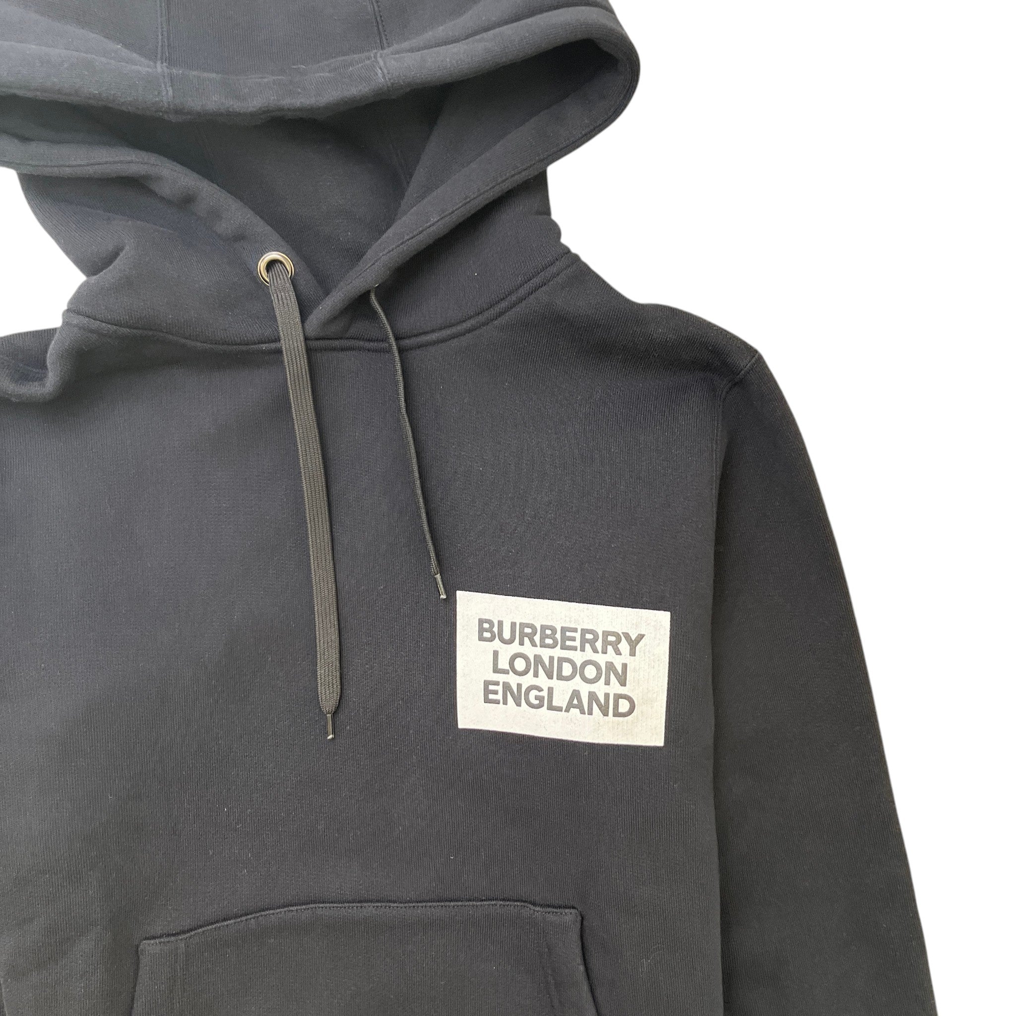 Men's Logo Print Hoodie Black Size S