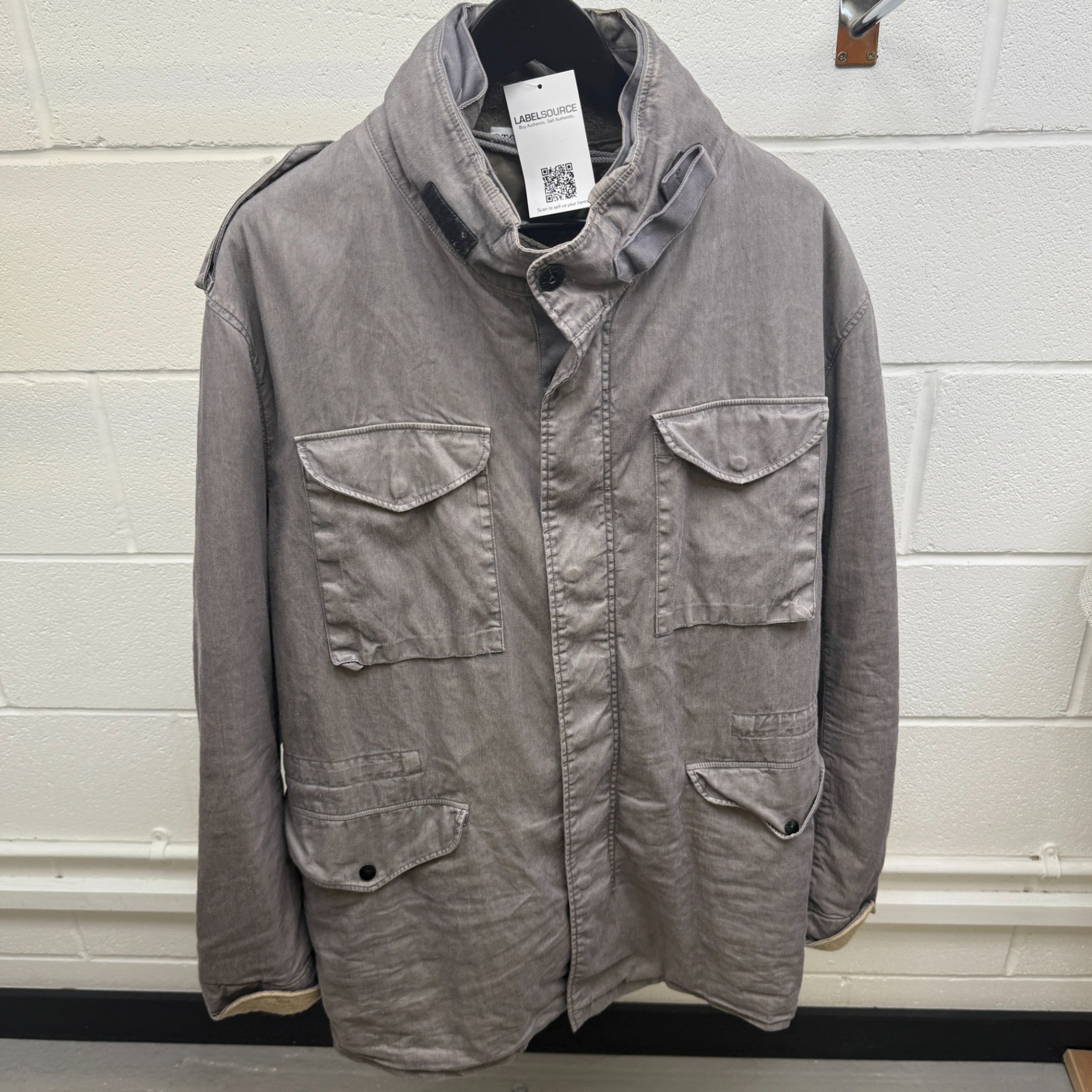 Men's Utility Applique Logo Jacket Grey Size XXL