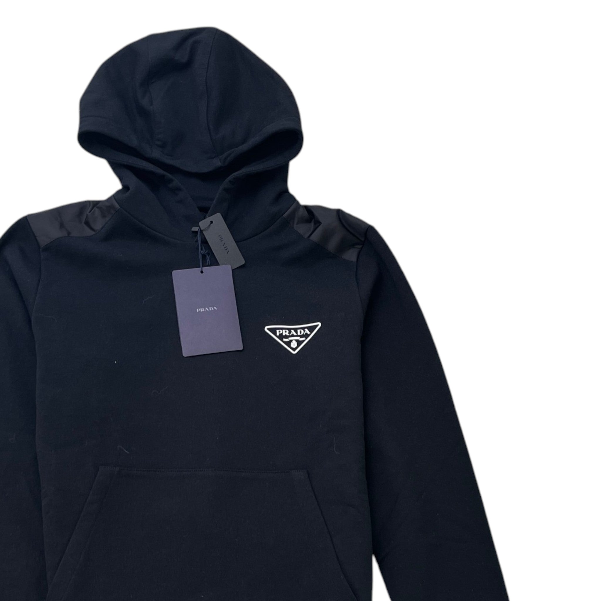 Men's Triangle Logo Nylon Hoodie Black Size S