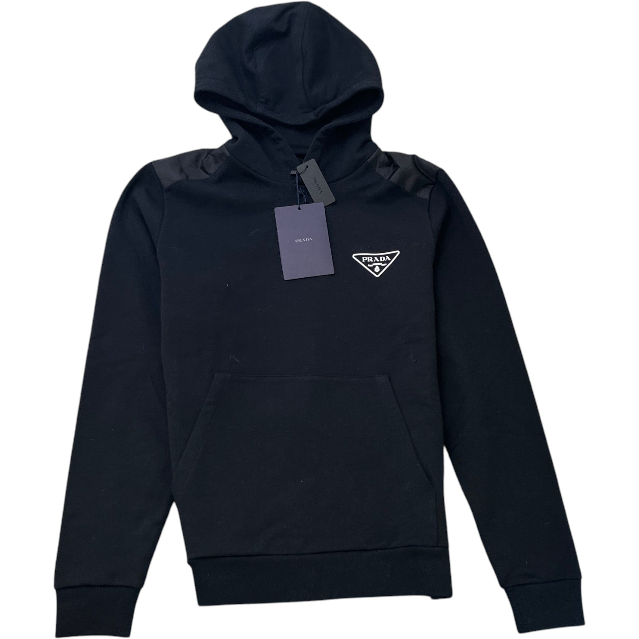 Men's Triangle Logo Nylon Hoodie Black Size S
