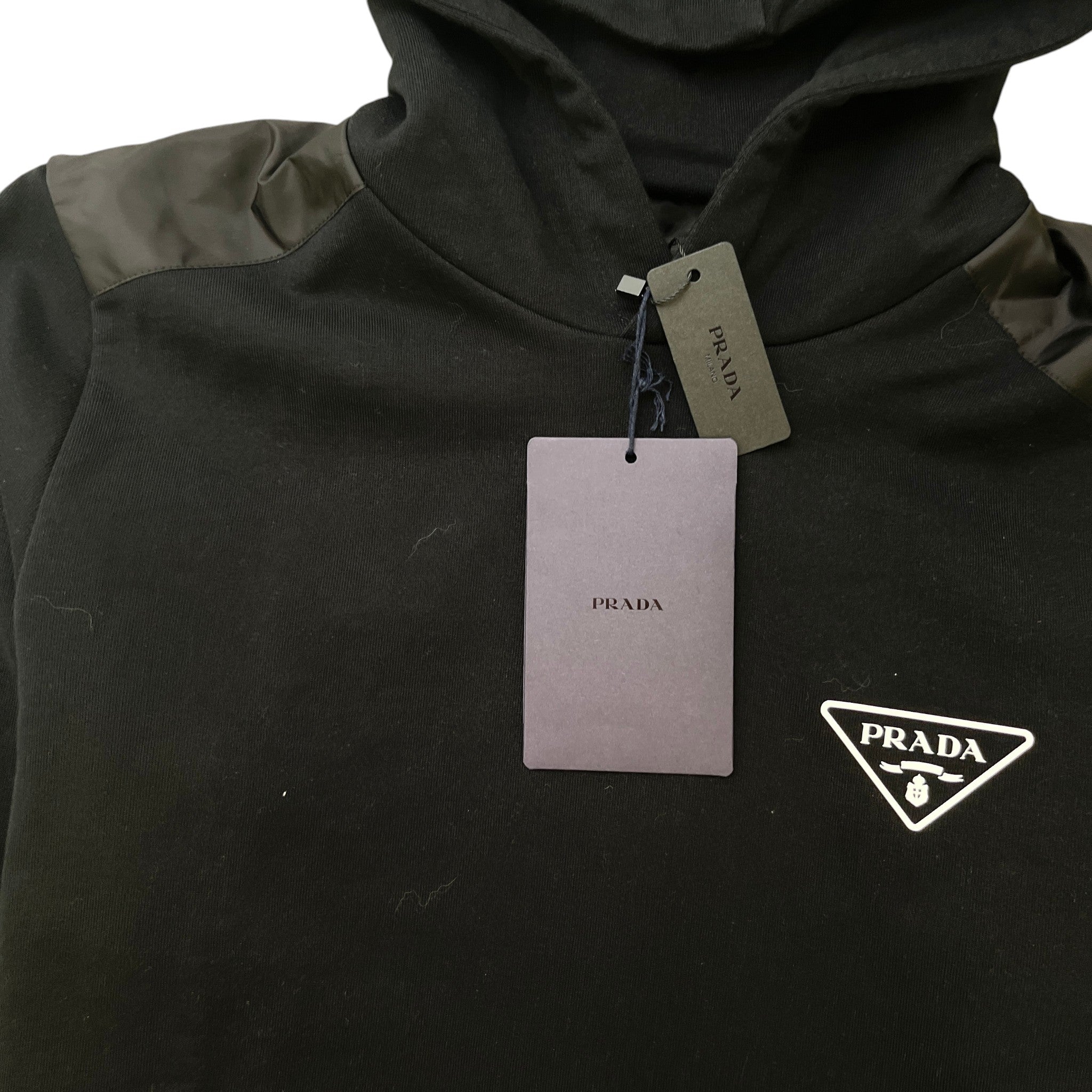 Men's Triangle Logo Nylon Hoodie Black Size S