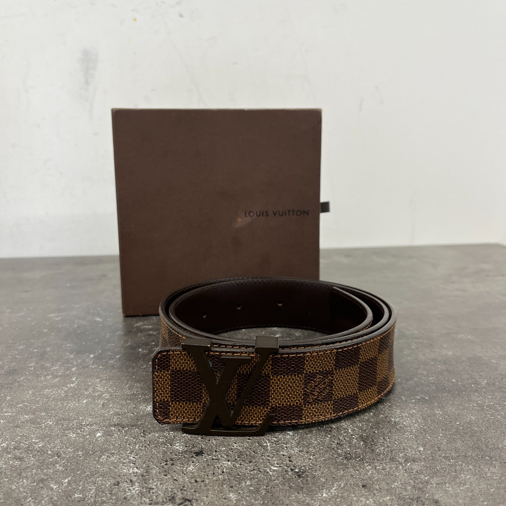 Men's Damier Ebene Lv Belt Brown Size Waist 32"