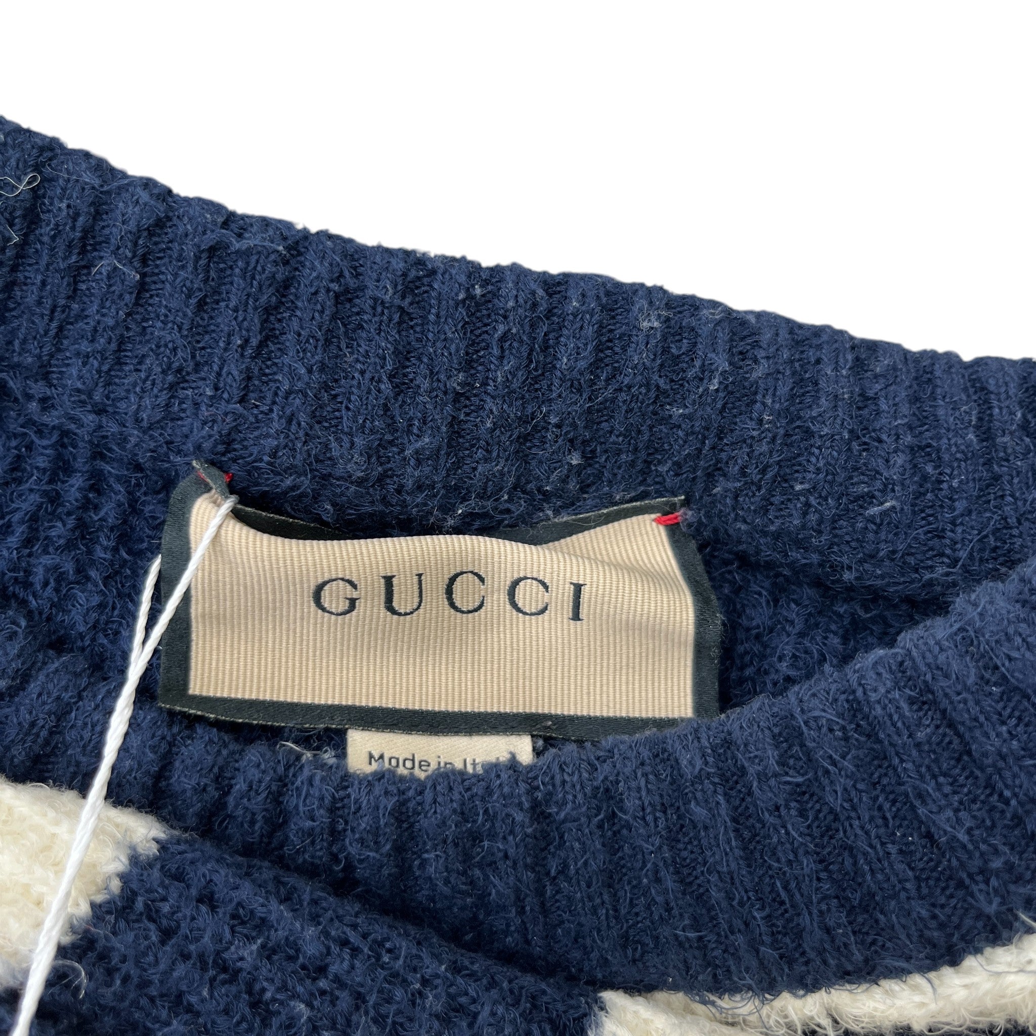 Men's Striped Brushed Jumper Beige Size S