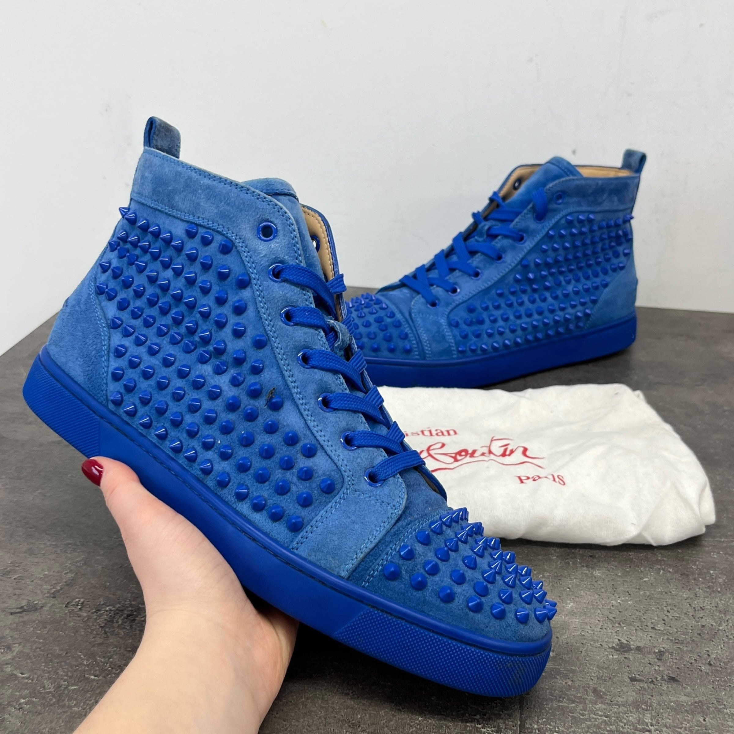Men's Louis Spikes Flat High Trainers Blue Size EU 43 / UK 9