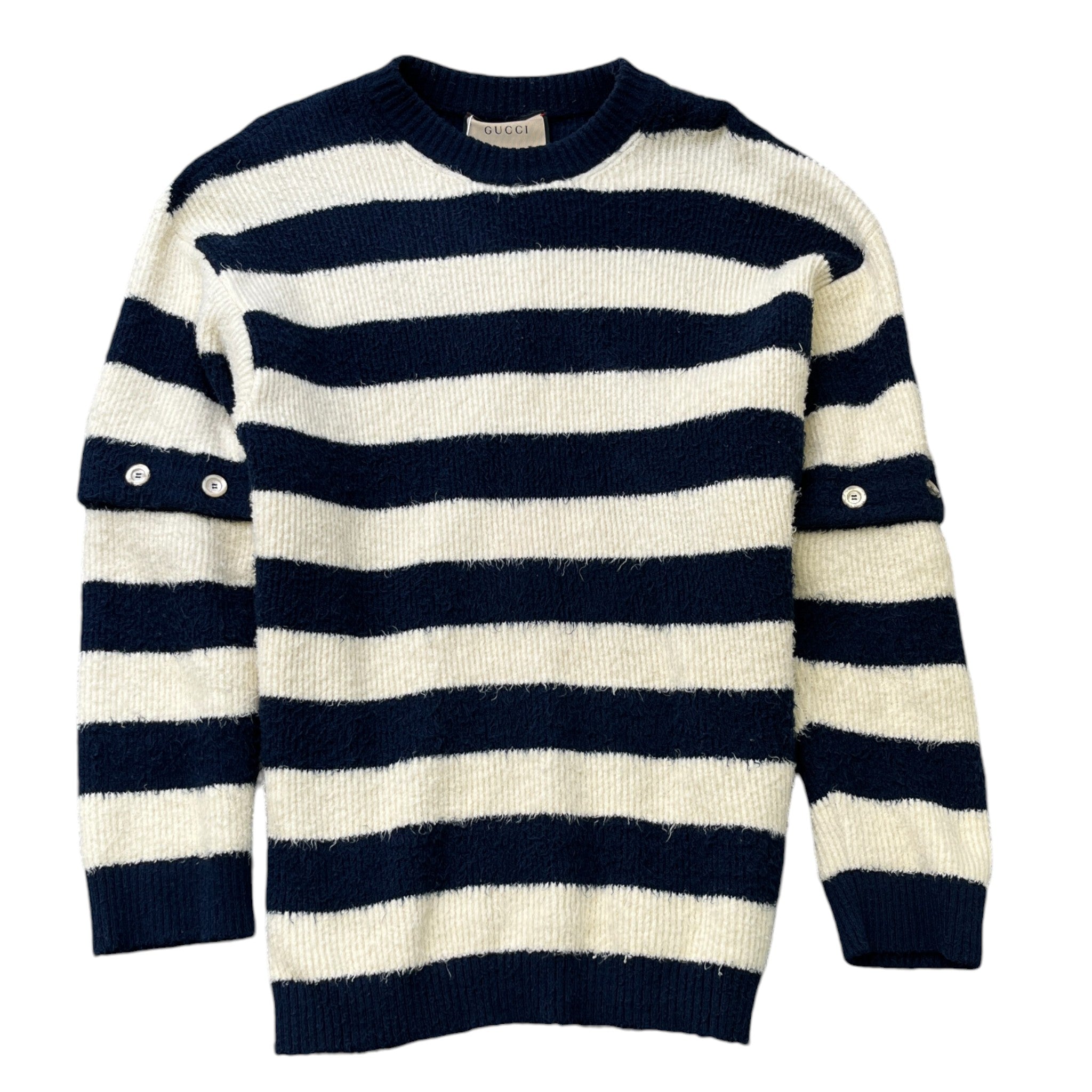 Men's Striped Brushed Jumper Beige Size S