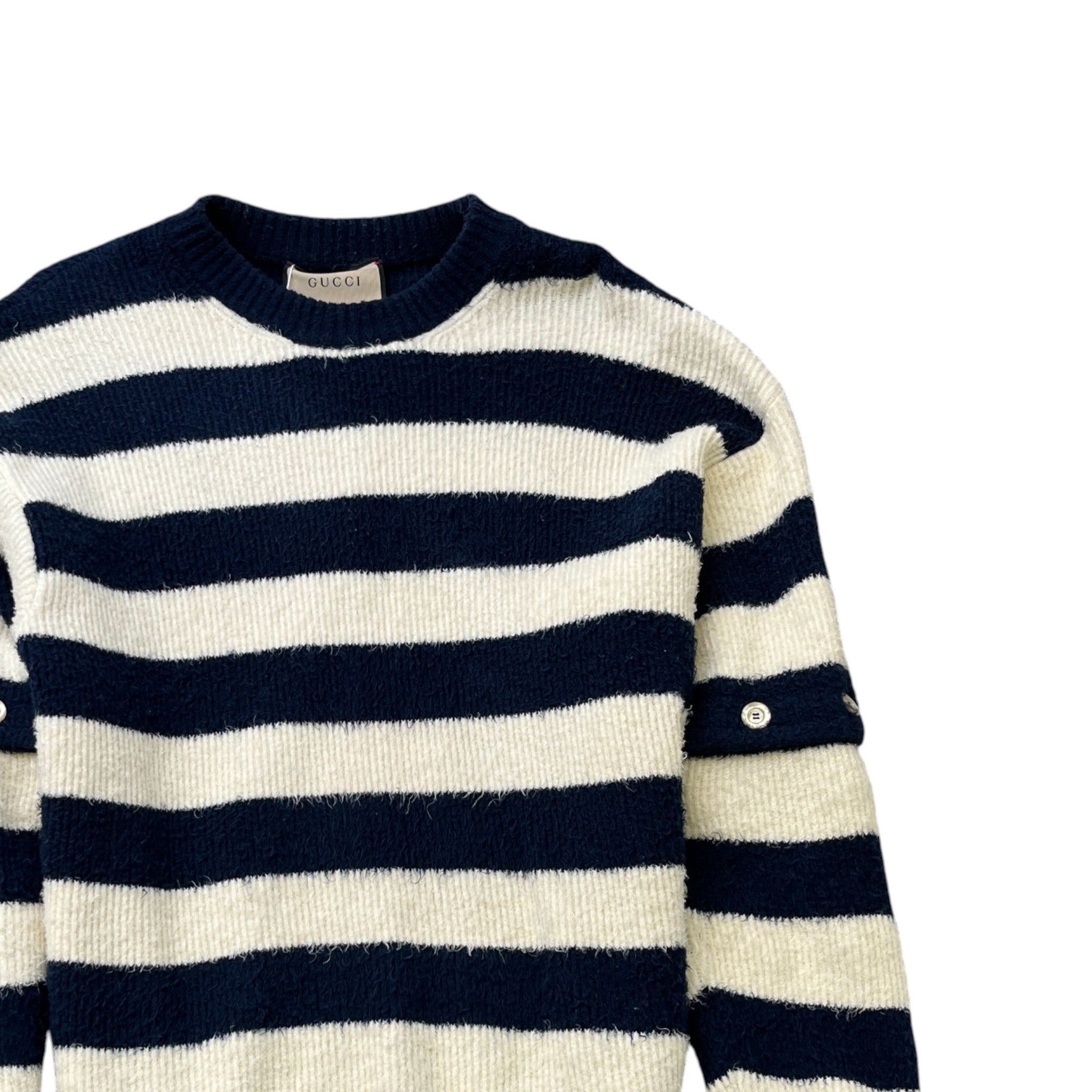 Men's Striped Brushed Jumper Beige Size S