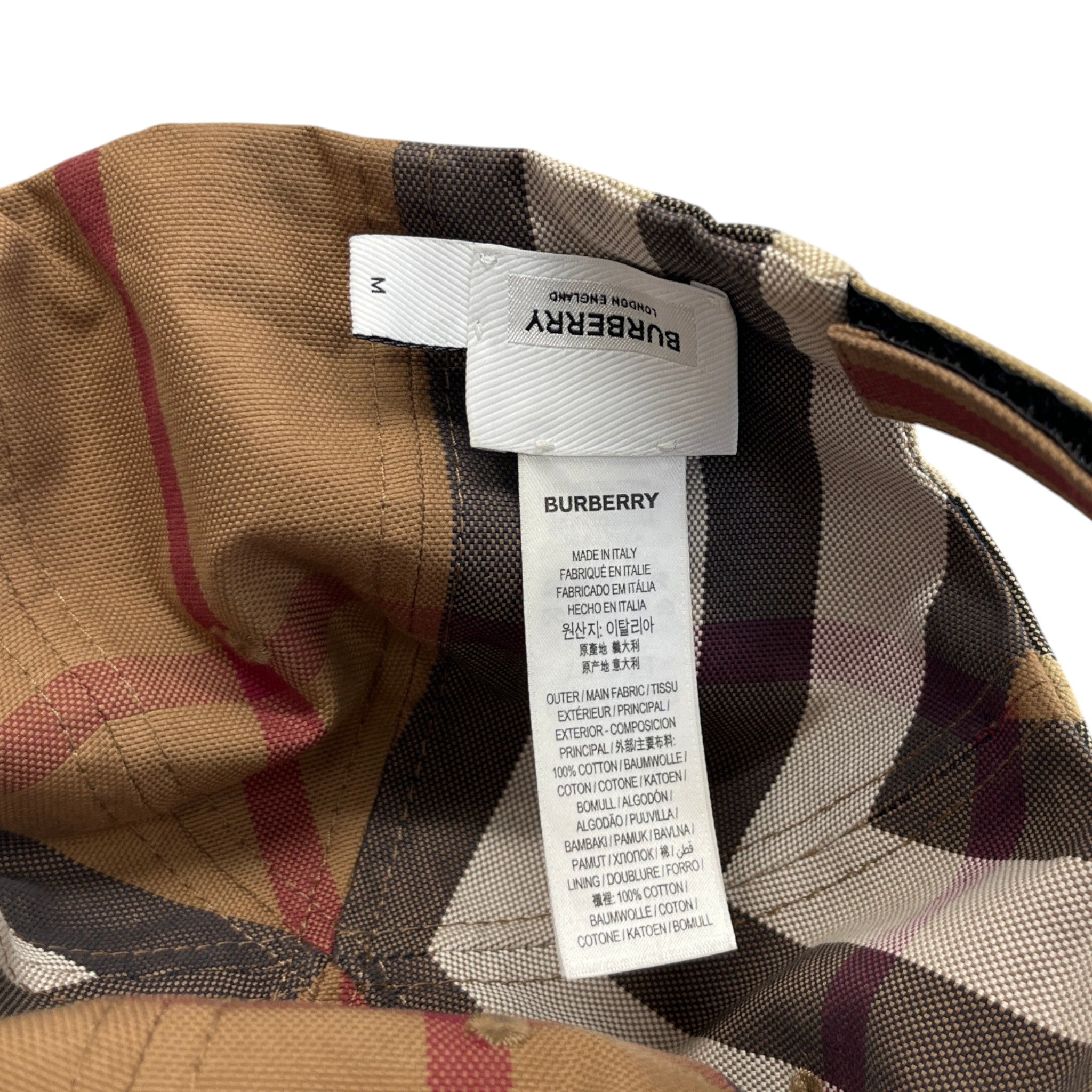 Men's Check Print Cap Beige Size M