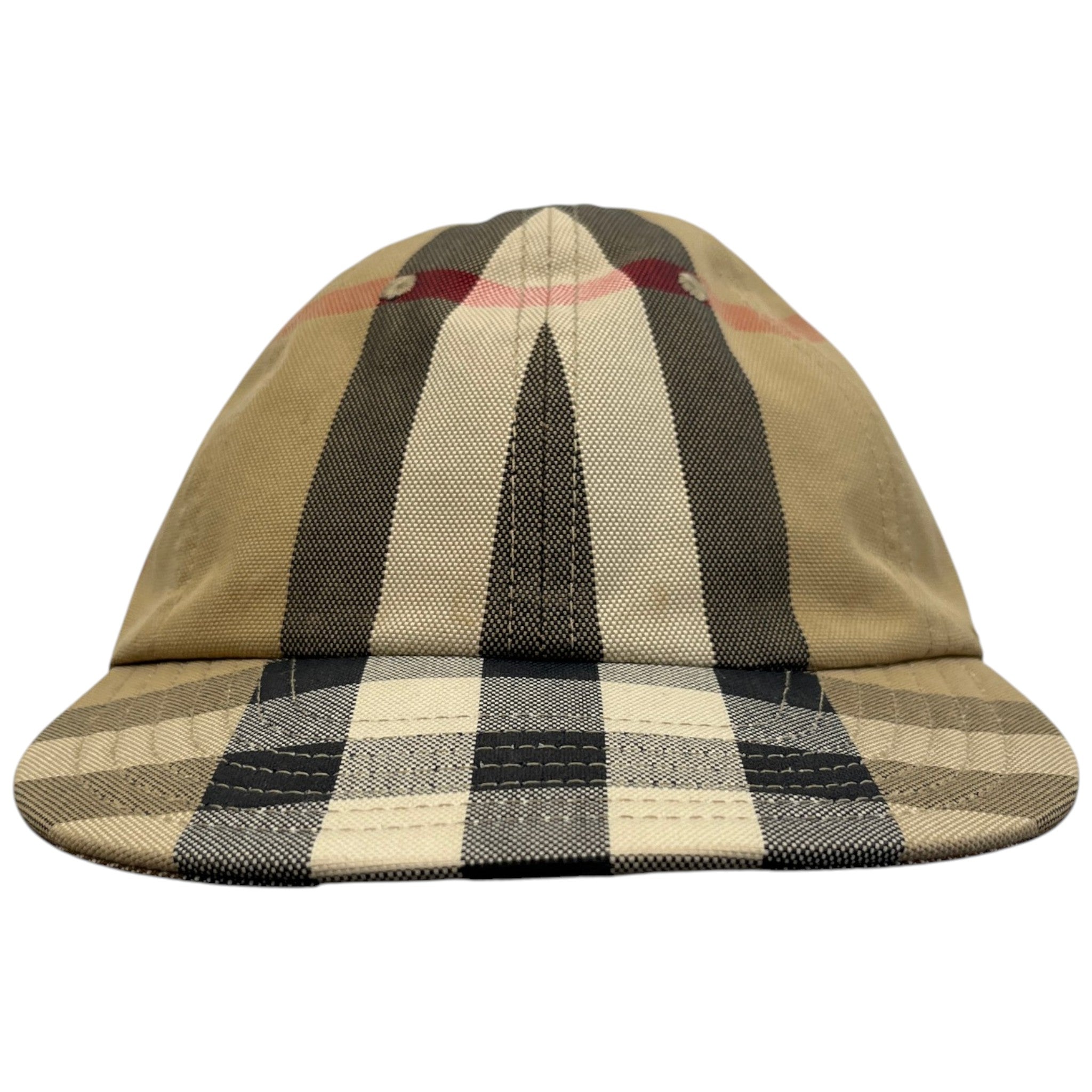 Men's Check Print Cap Beige Size M