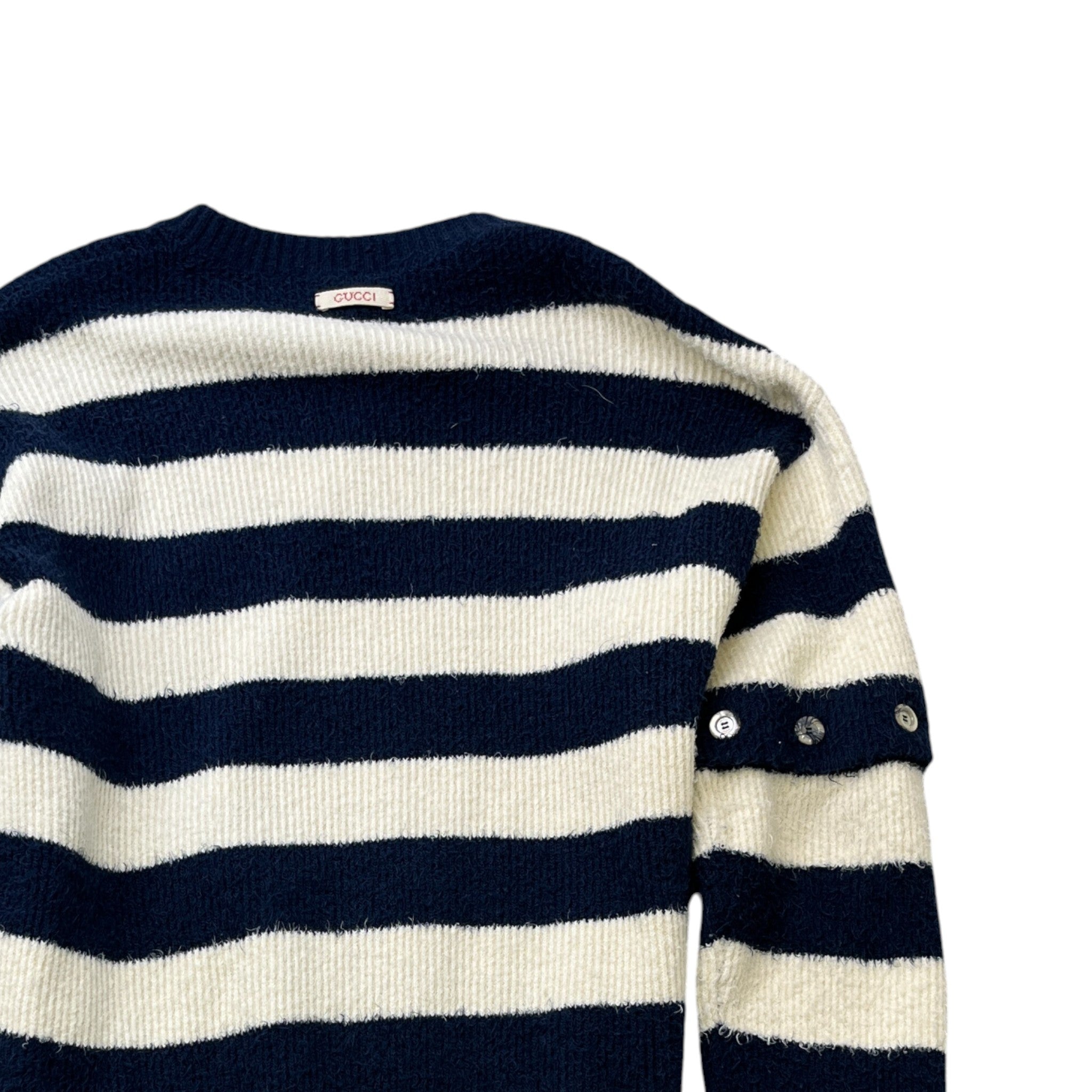 Men's Striped Brushed Jumper Beige Size S