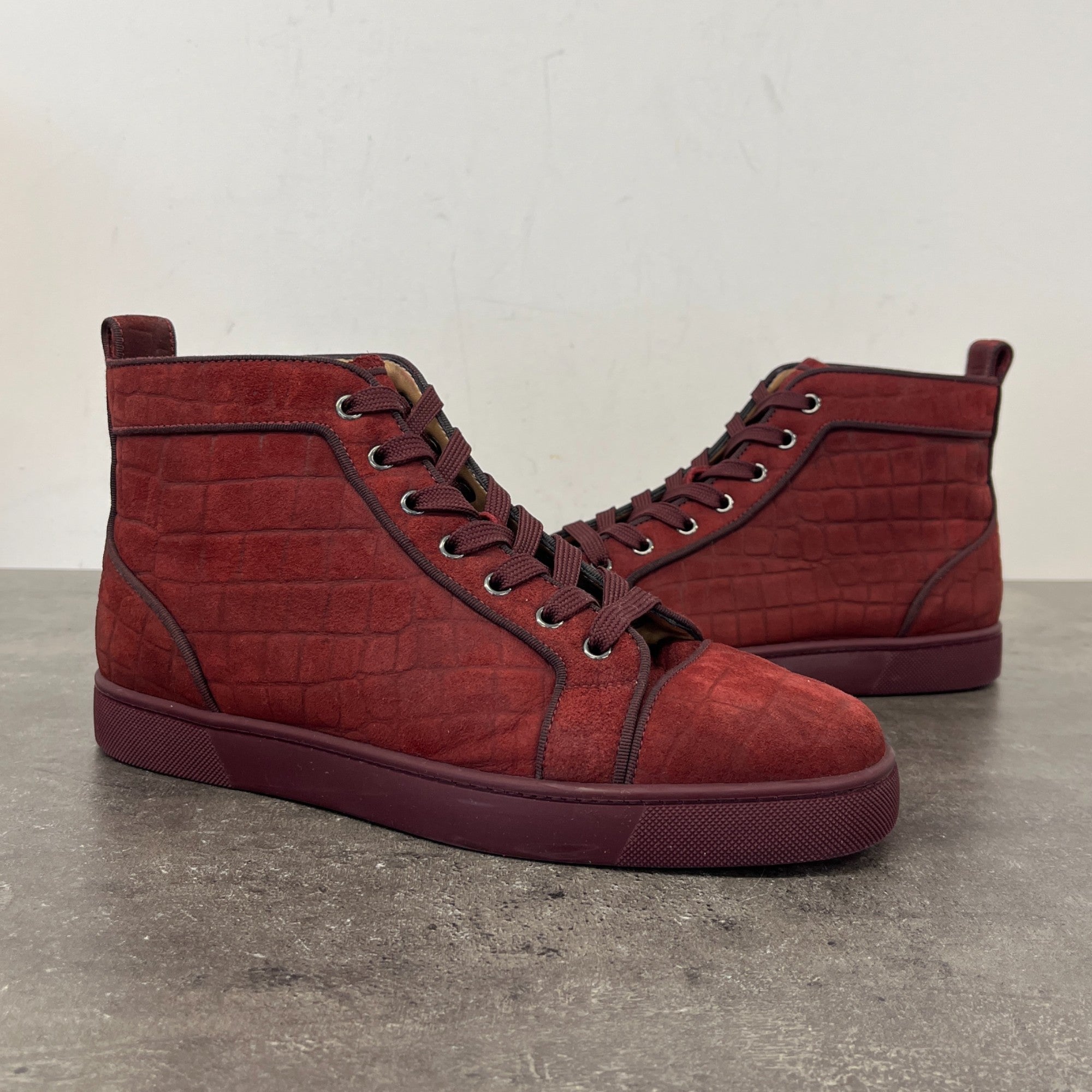 Men's Louis Orlato Flat High Trainers Burgundy Size EU 41.5 / UK 7.5