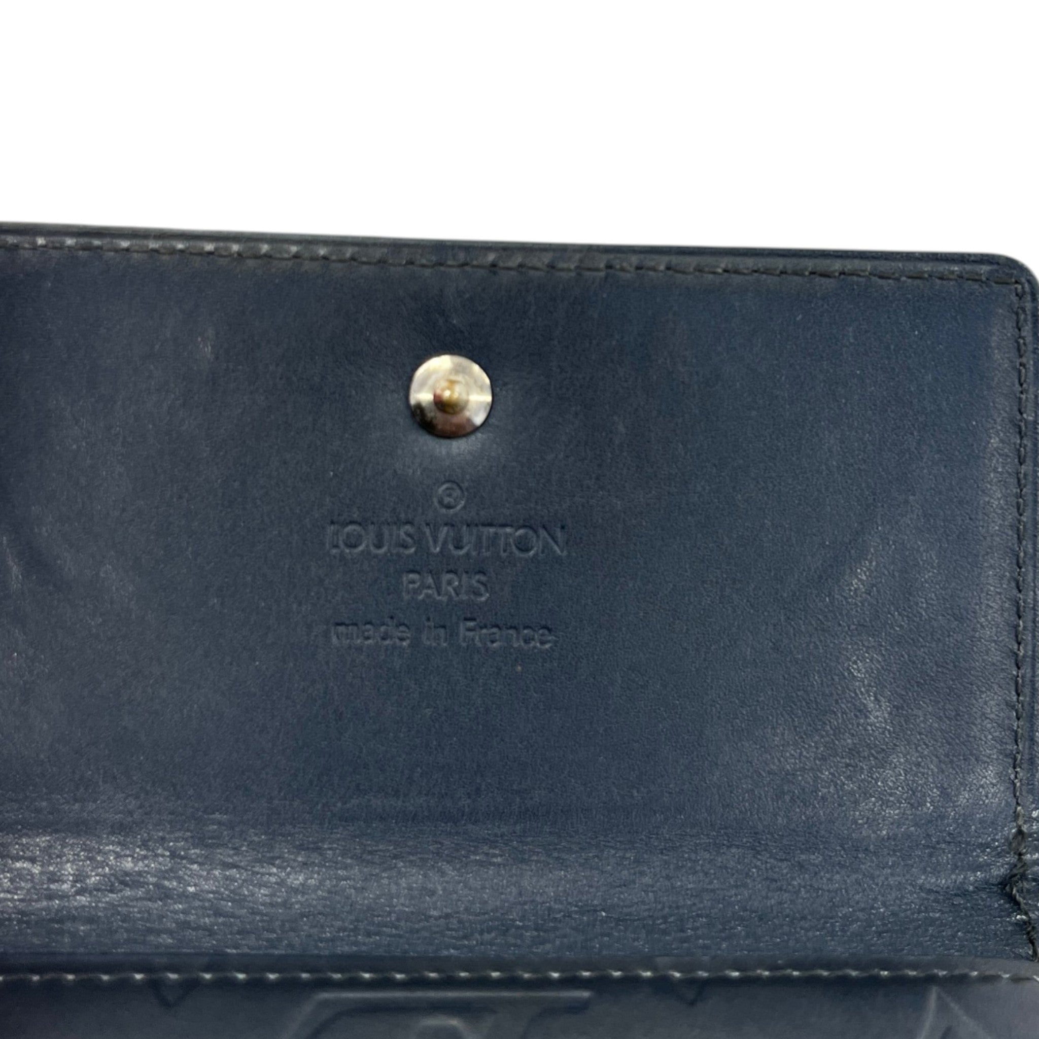 Women's Vernis Leather Elise Trifold Wallet Navy