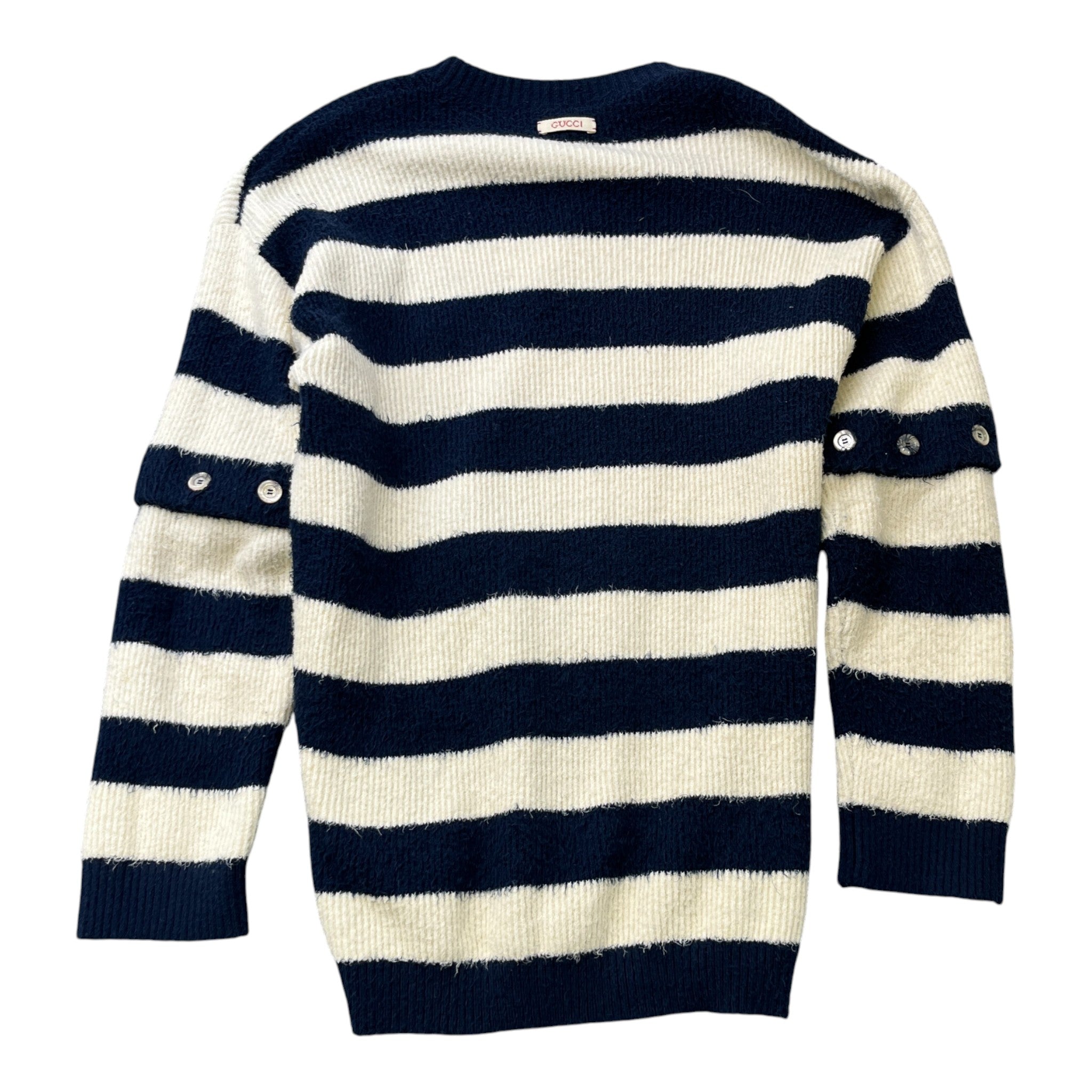 Men's Striped Brushed Jumper Beige Size S