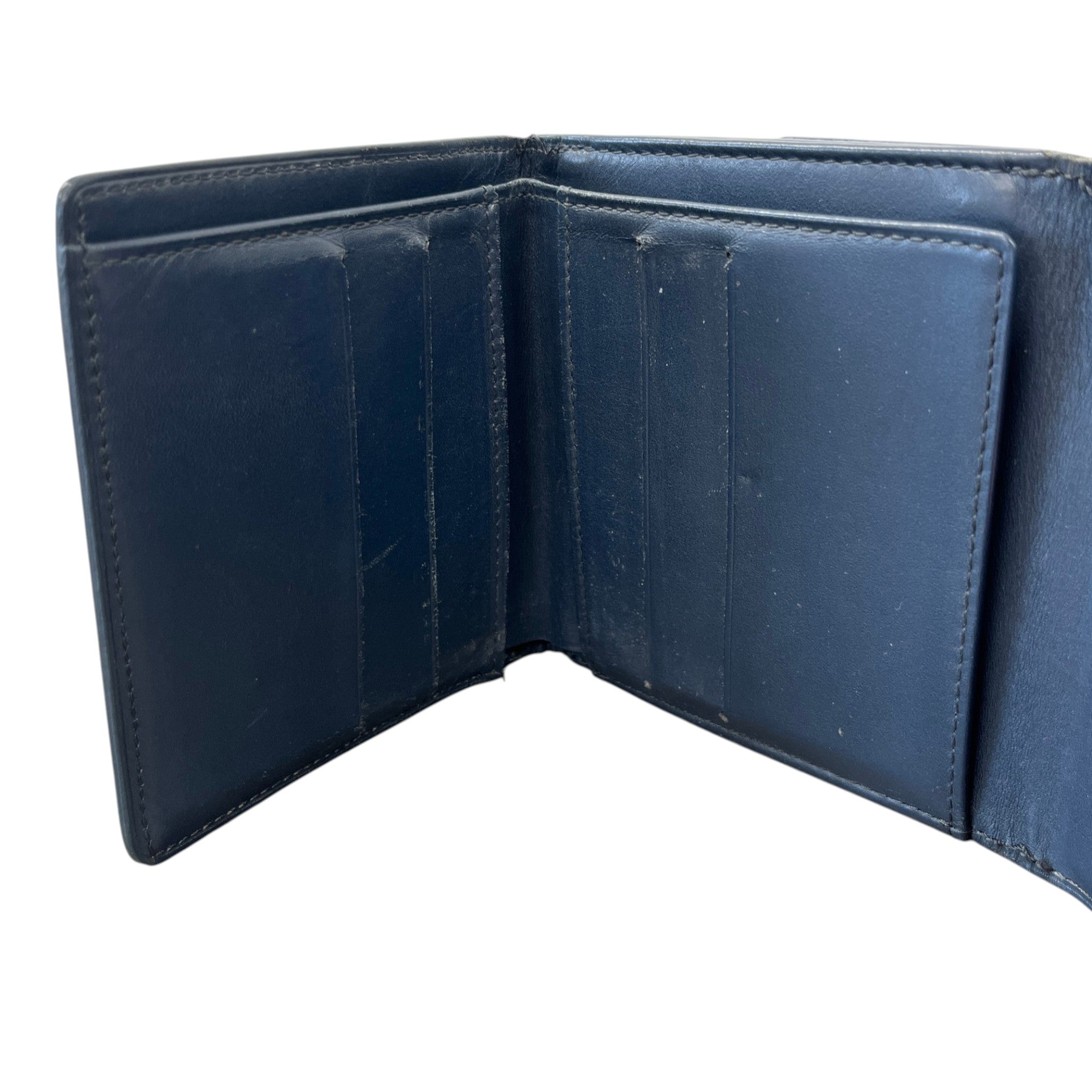 Women's Vernis Leather Elise Trifold Wallet Navy