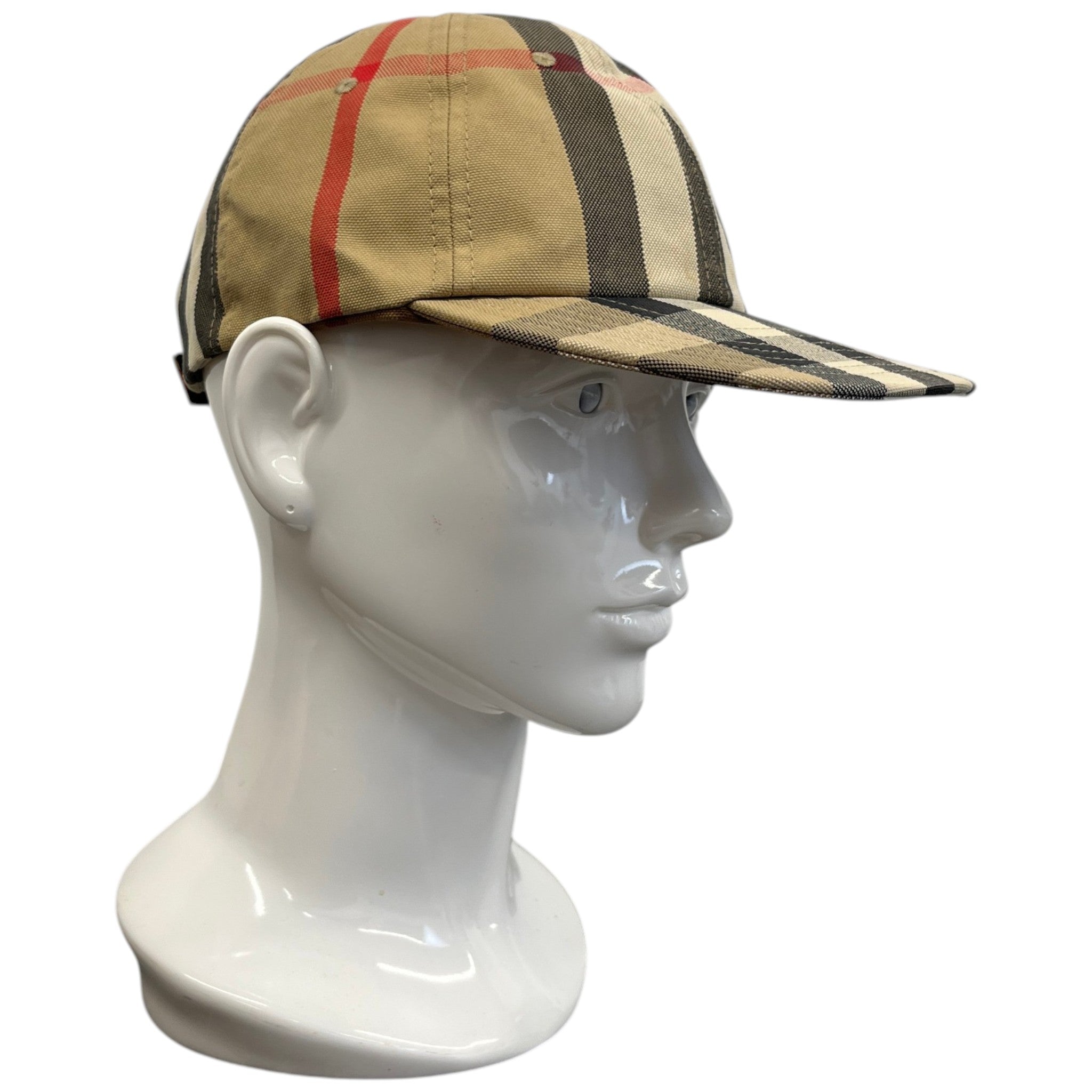 Men's Check Print Cap Beige Size M