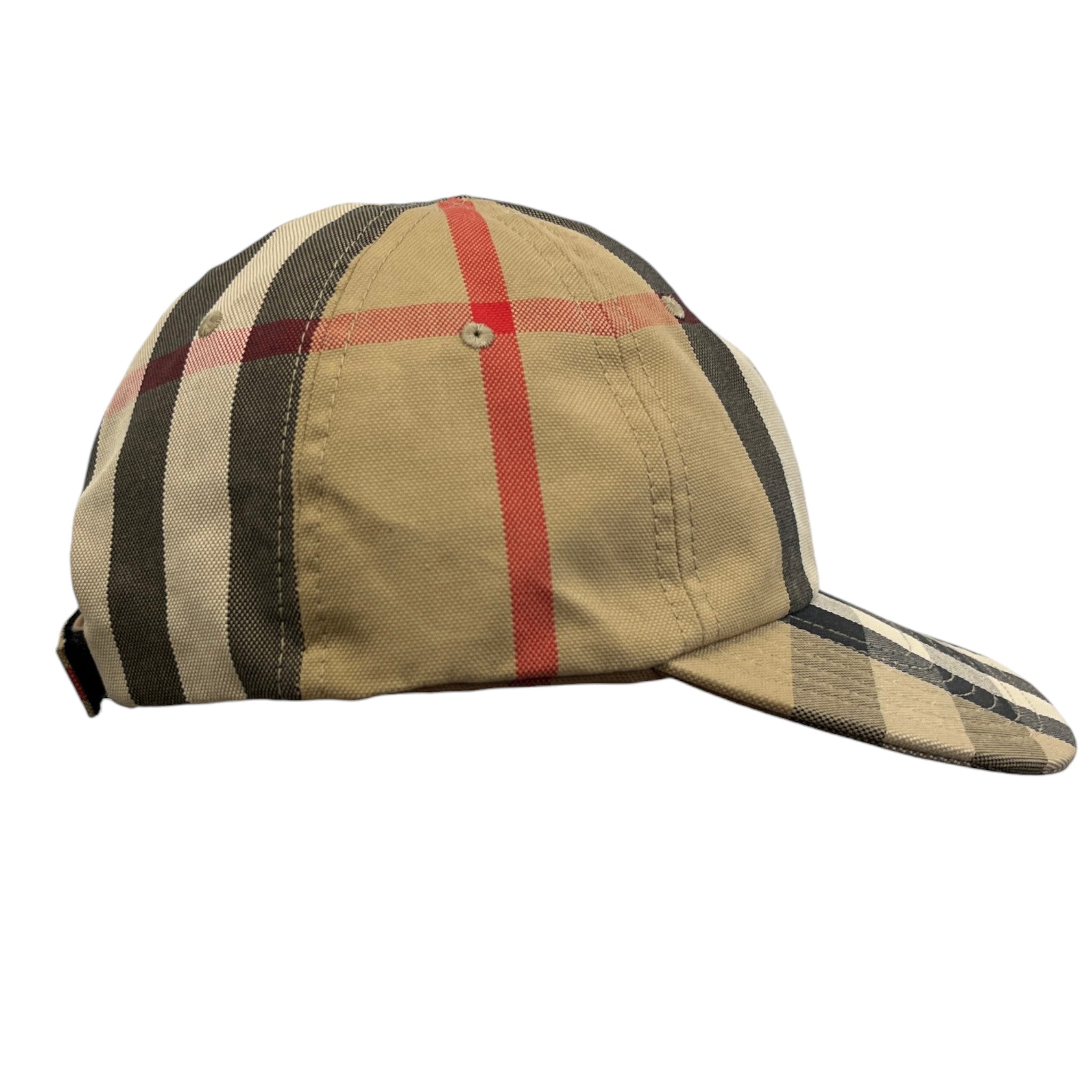 Men's Check Print Cap Beige Size M