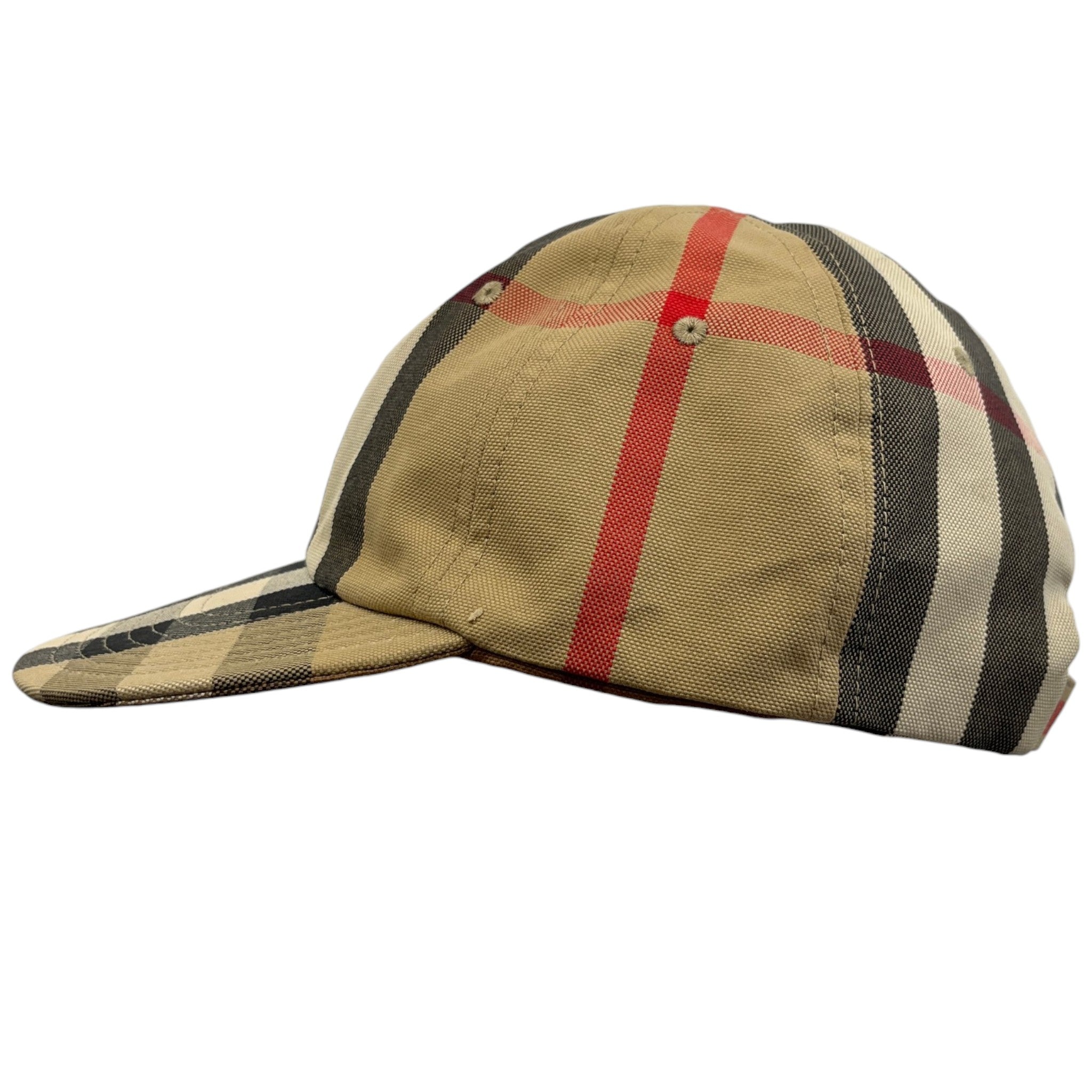 Men's Check Print Cap Beige Size M