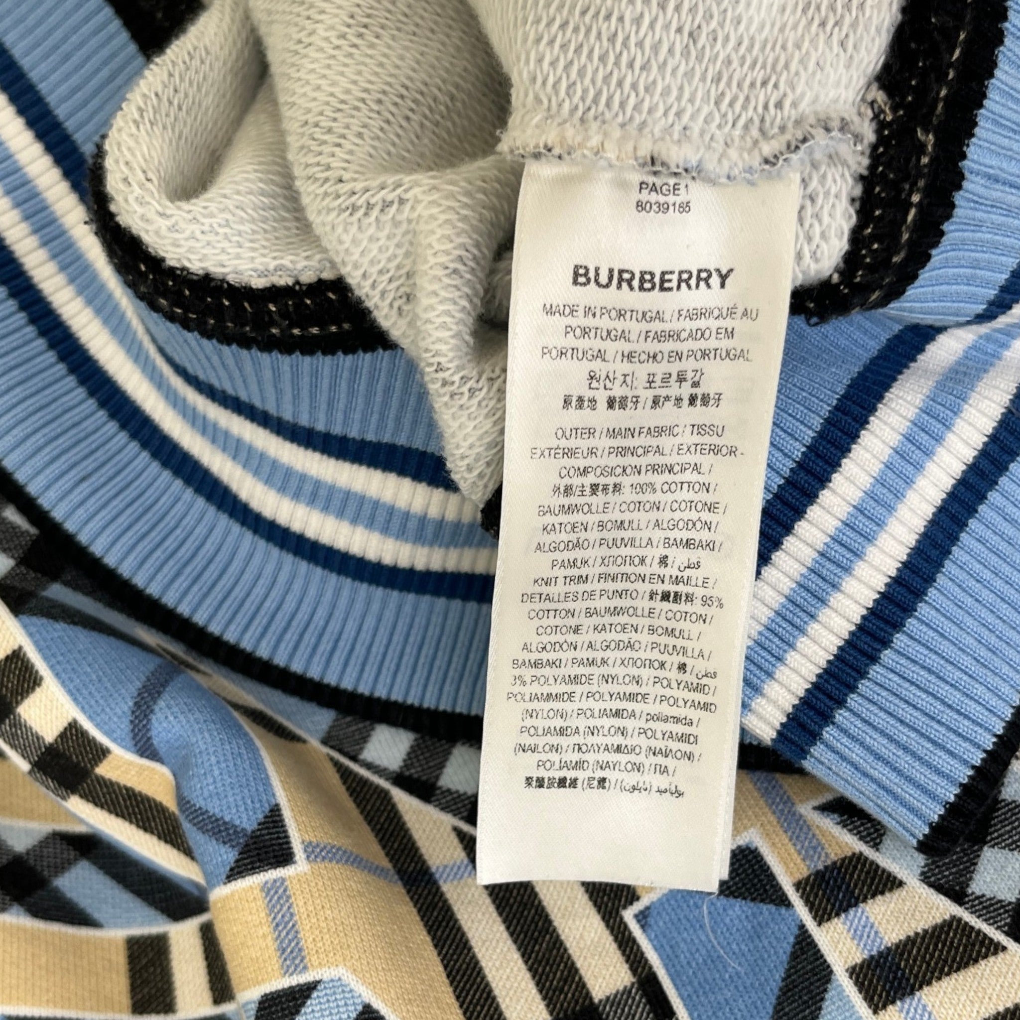 Men's Vintage Check Logo Print Hoodie Blue Size M