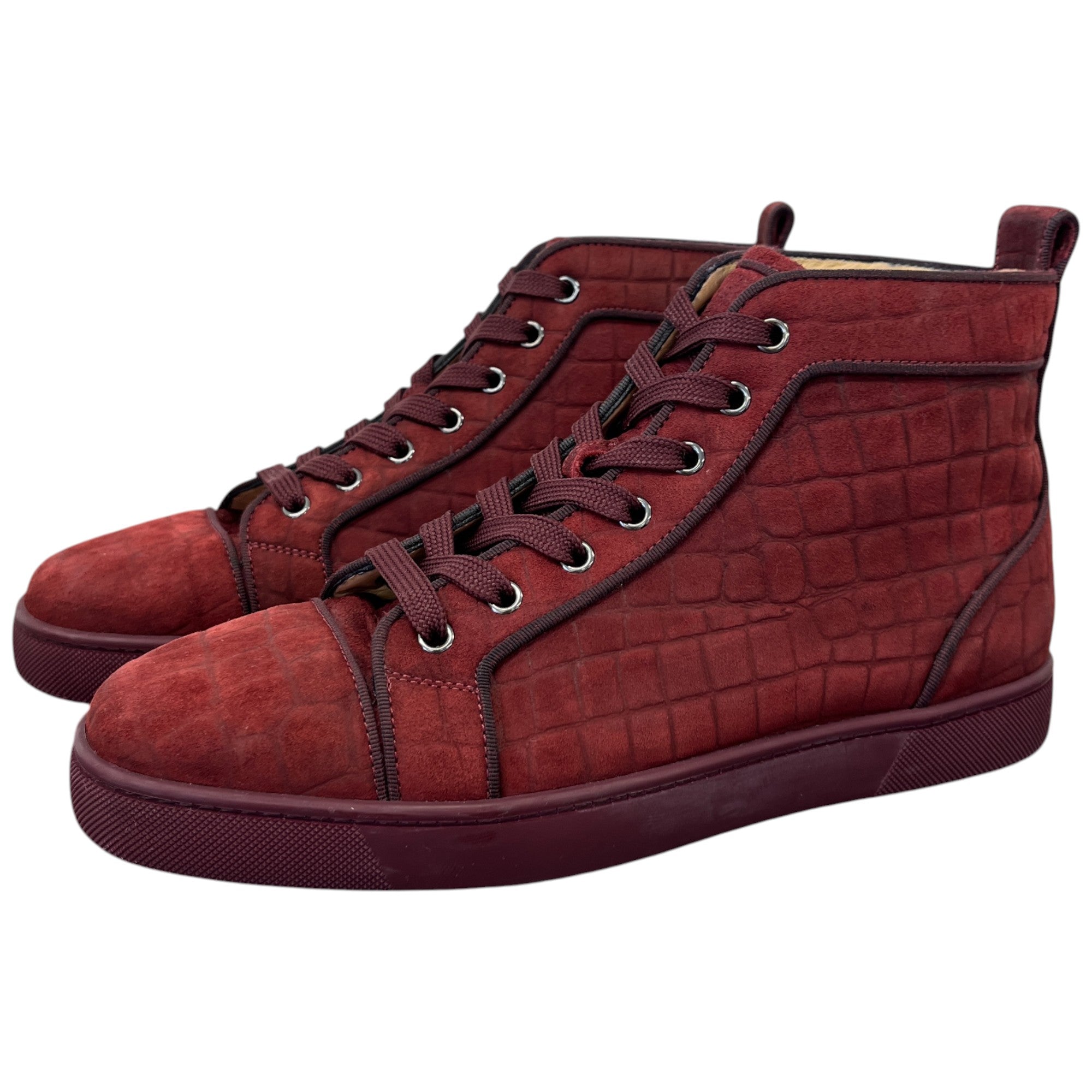 Men's Louis Orlato Flat High Trainers Burgundy Size EU 41.5 / UK 7.5