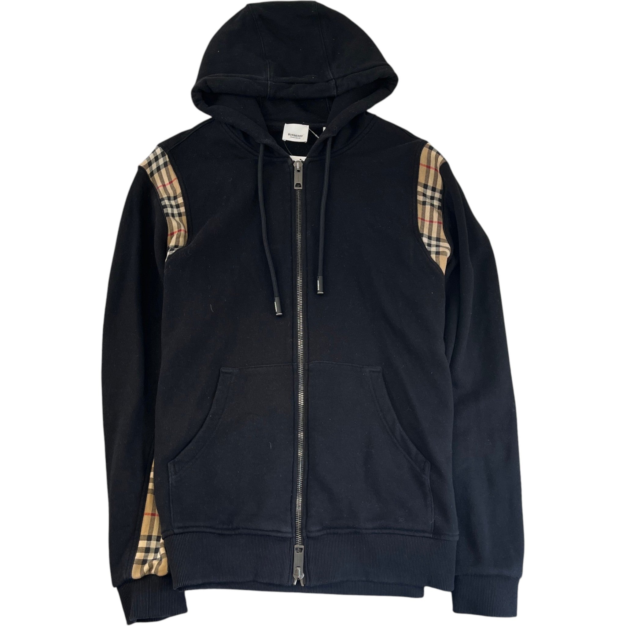 Men's Check Trim Hoodie Black Size L