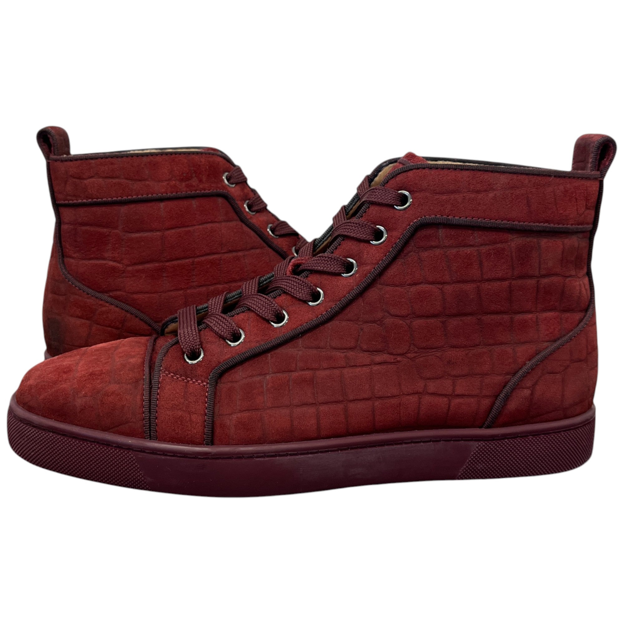 Men's Louis Orlato Flat High Trainers Burgundy Size EU 41.5 / UK 7.5