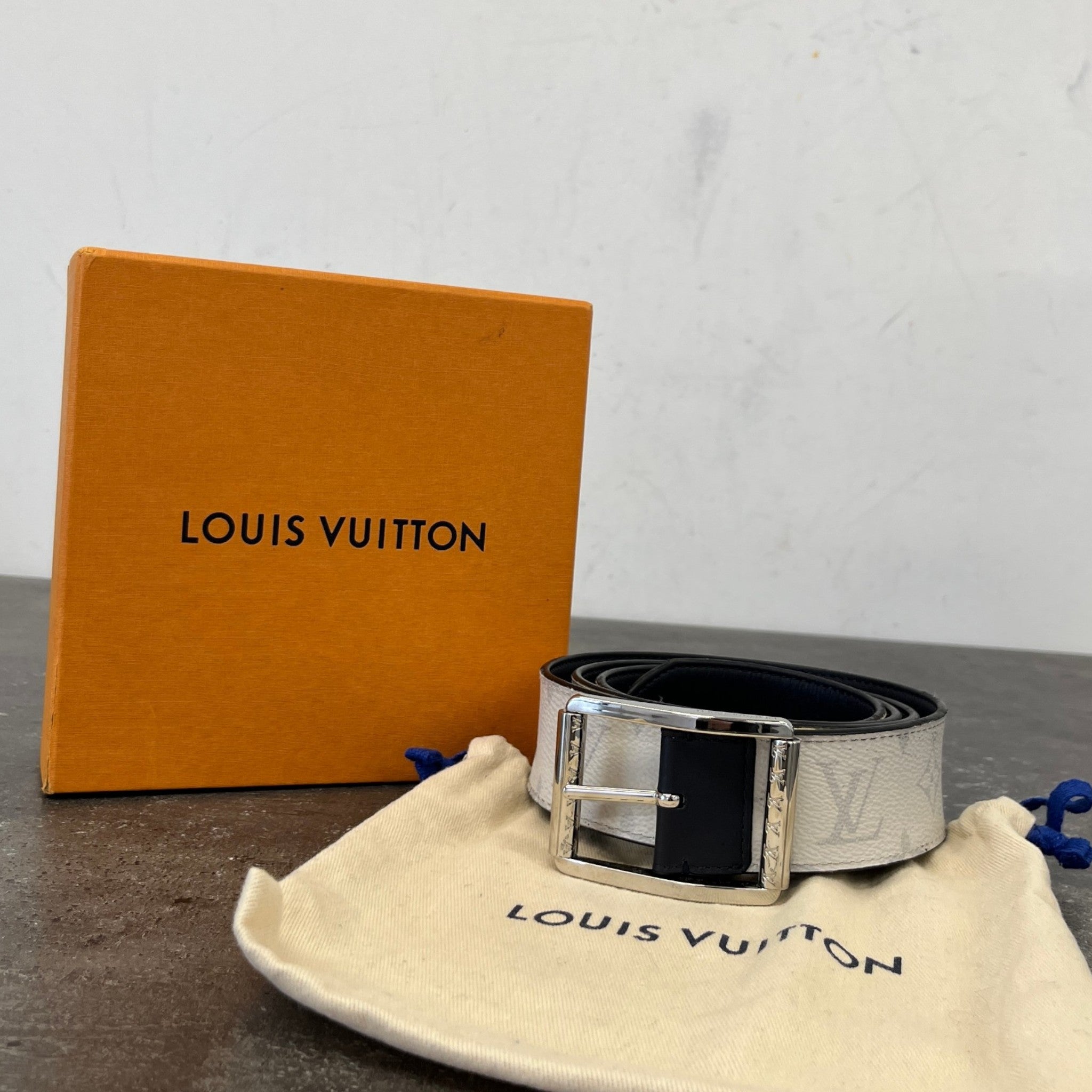 Men's Monogram Ceinture Reverso Size 110Cm / 44 Inches Belt White Size L