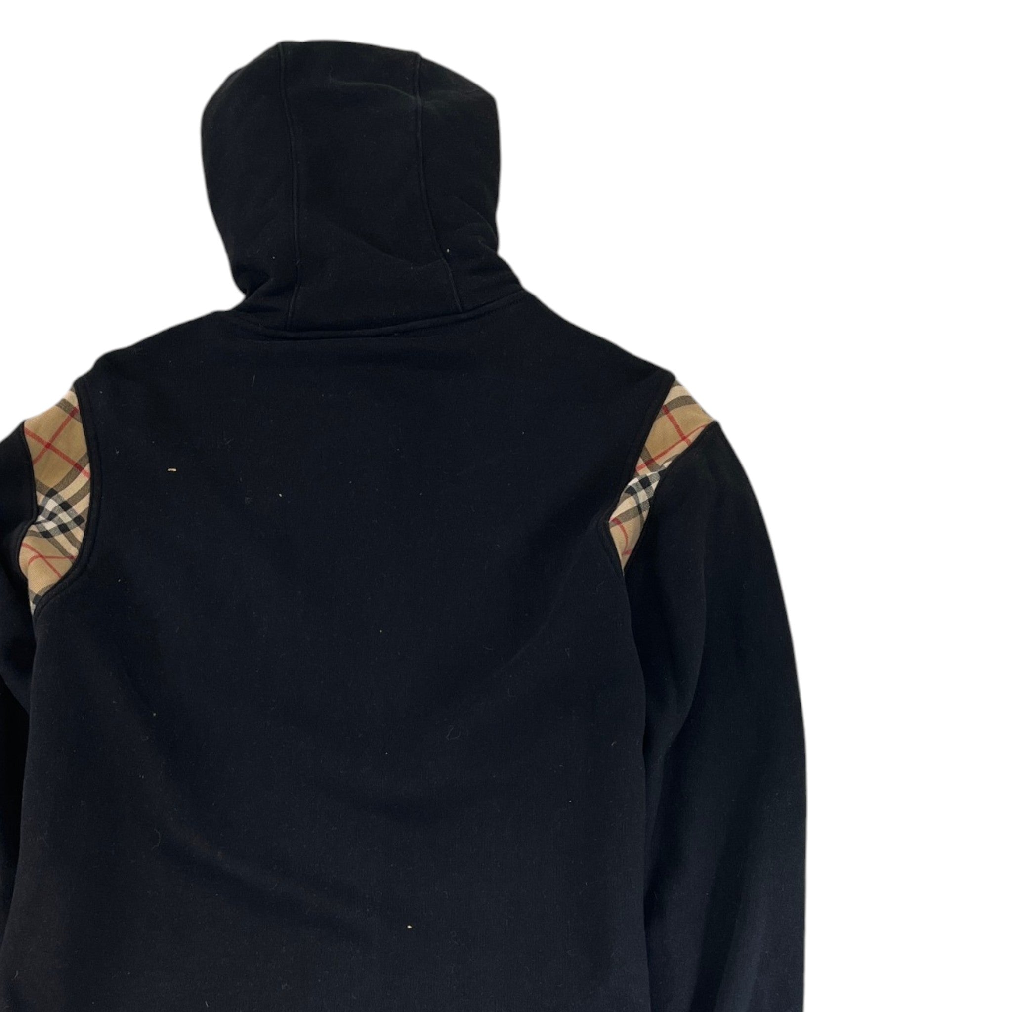 Men's Check Trim Hoodie Black Size L