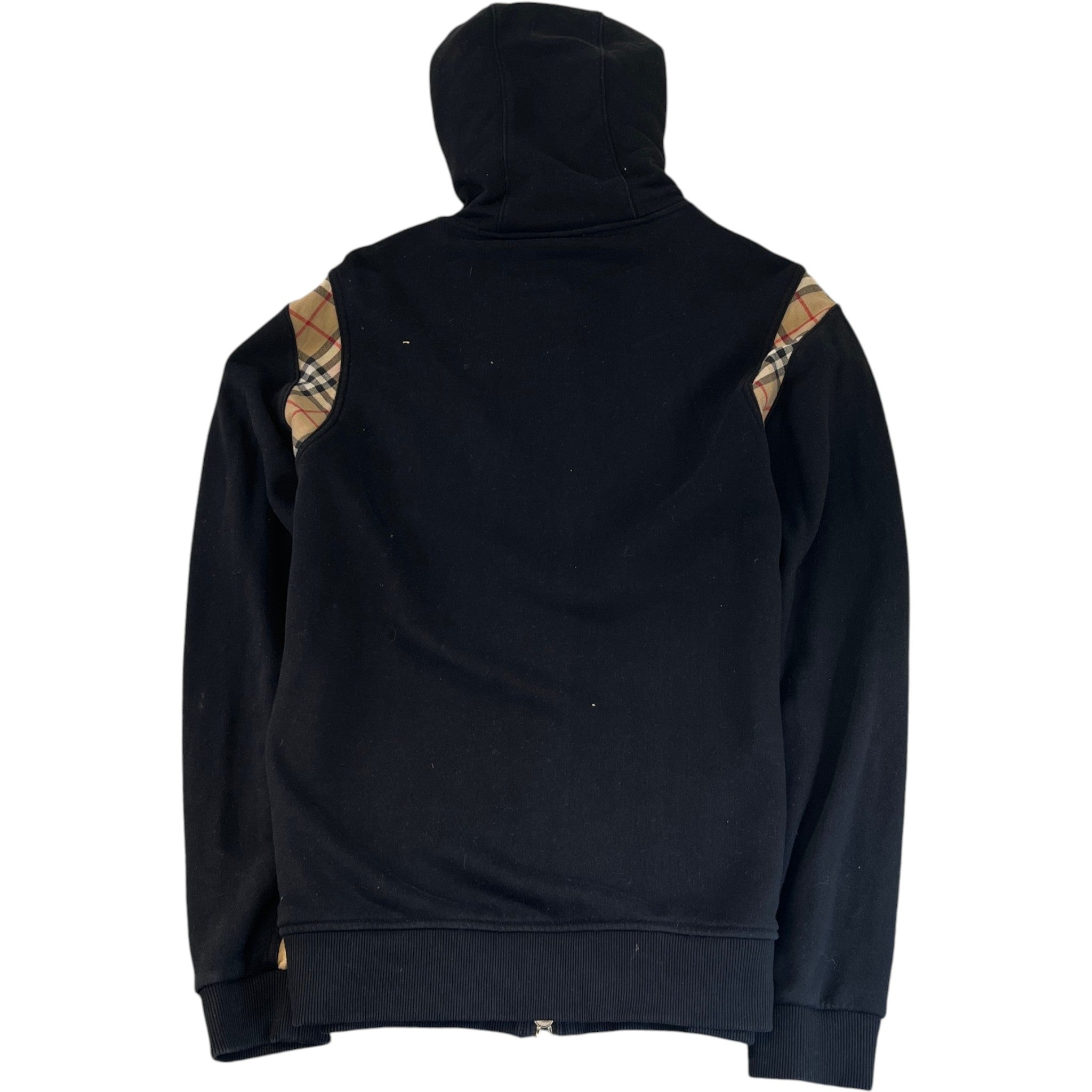 Men's Check Trim Hoodie Black Size L