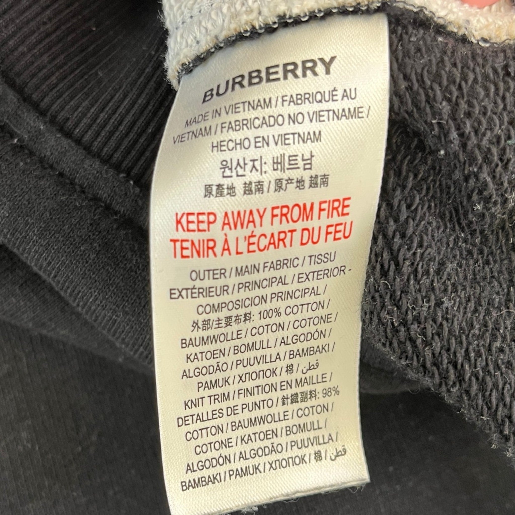 Men's Check Trim Hoodie Black Size L