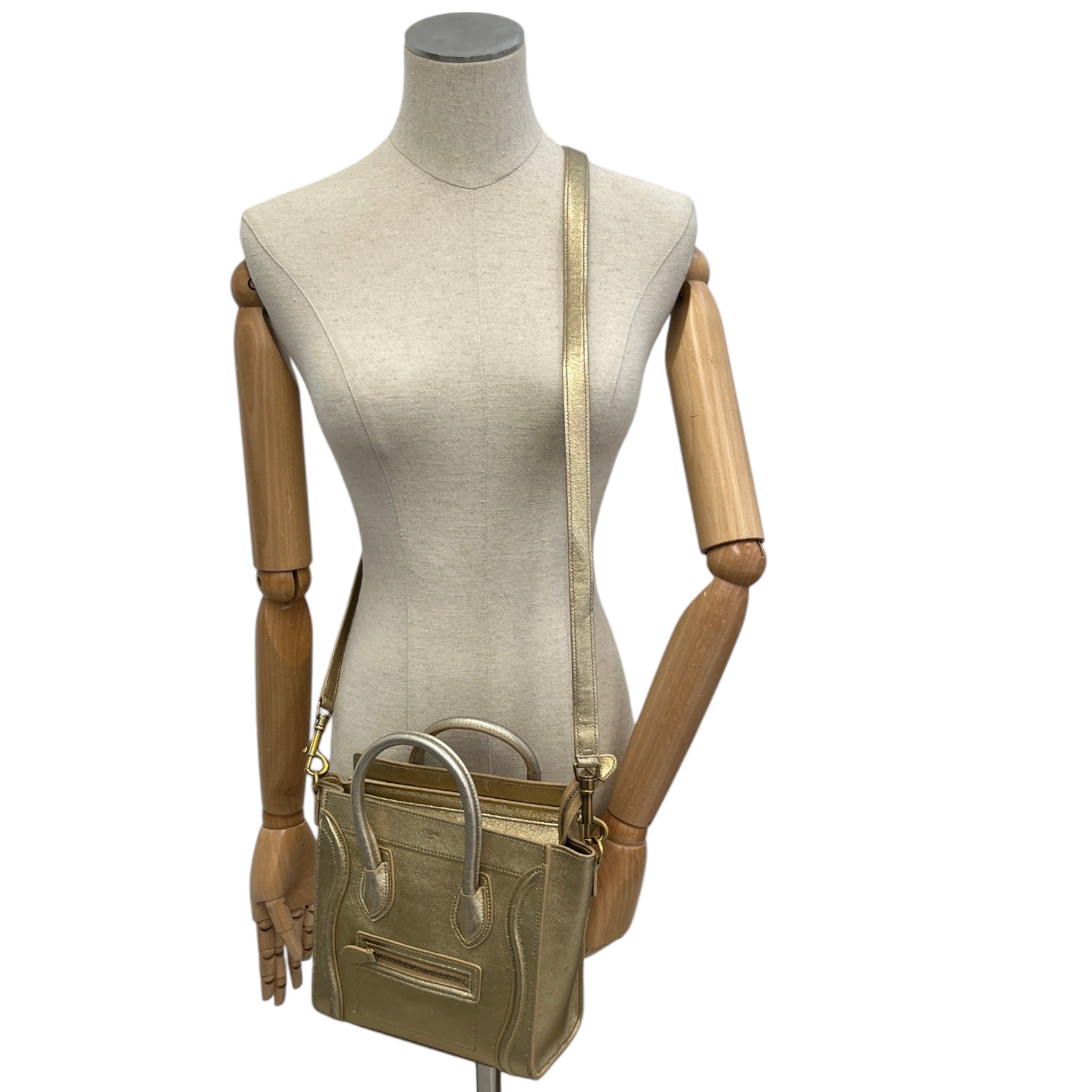 Women's Nano Luggage Tote Bag Gold