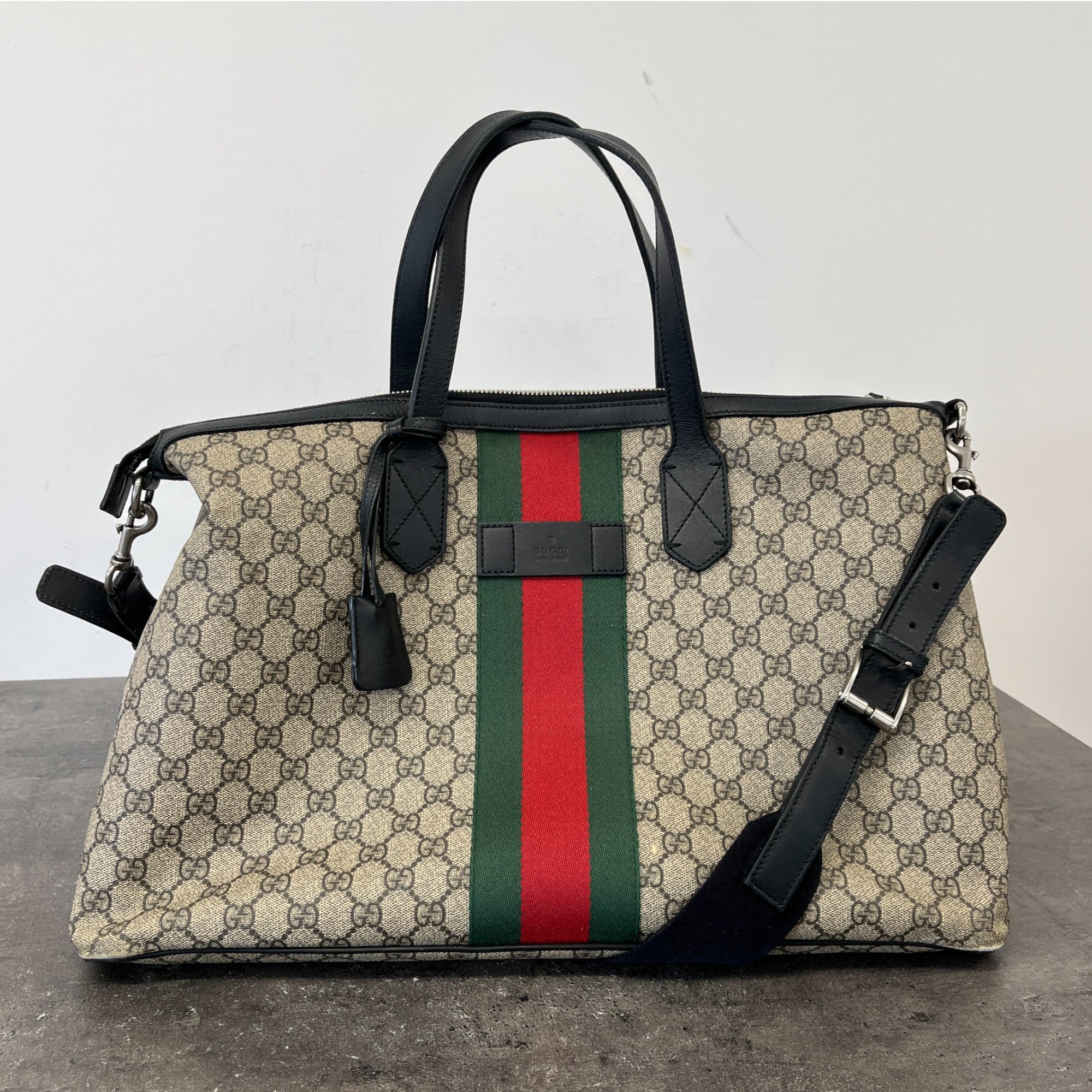 Women's Gg Supreme Web Boston Carryall Bag Beige