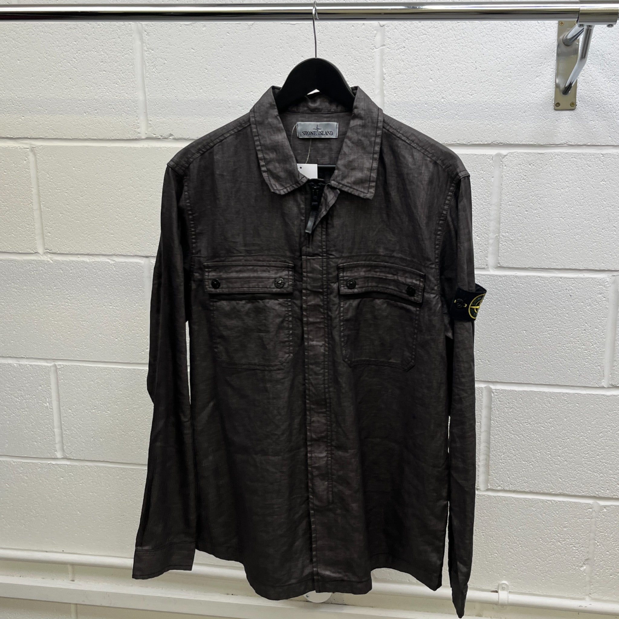 Men's Applique Logo OverShirt Charcoal Size XL