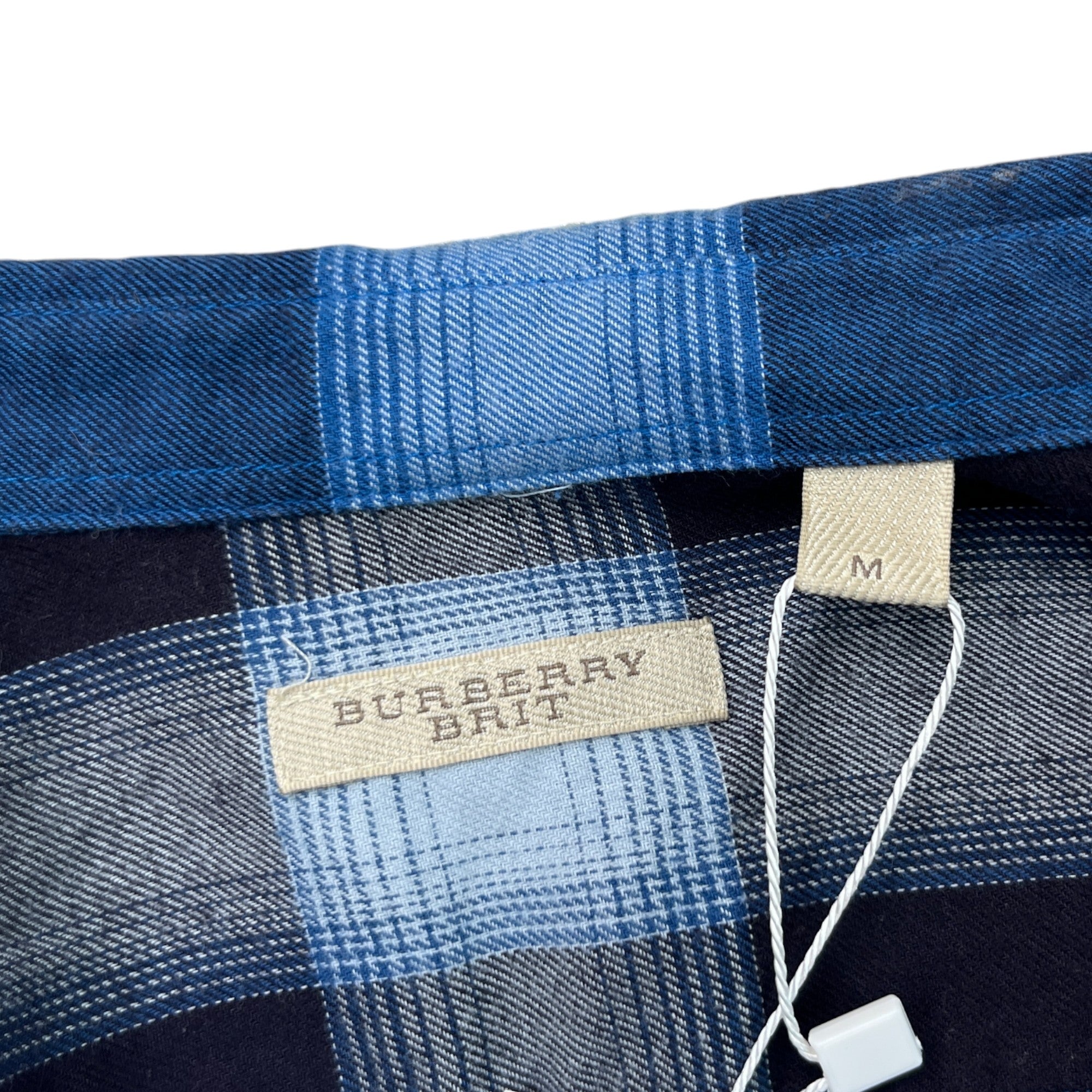 Men's Checkered Long Sleeve Shirt Blue Size M