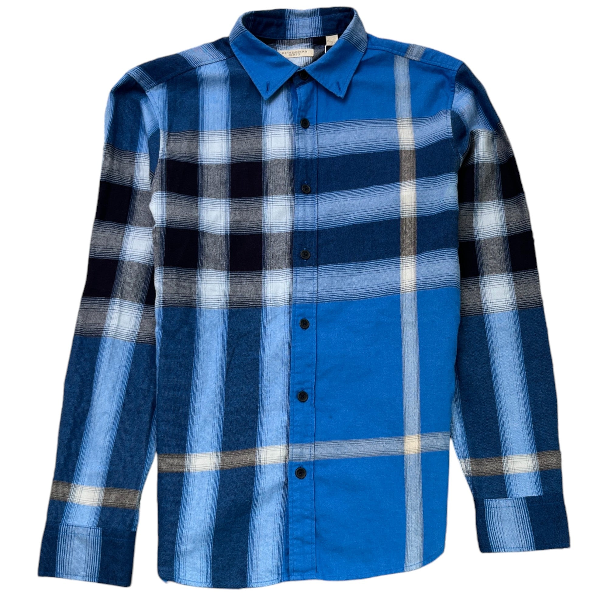 Men's Checkered Long Sleeve Shirt Blue Size M