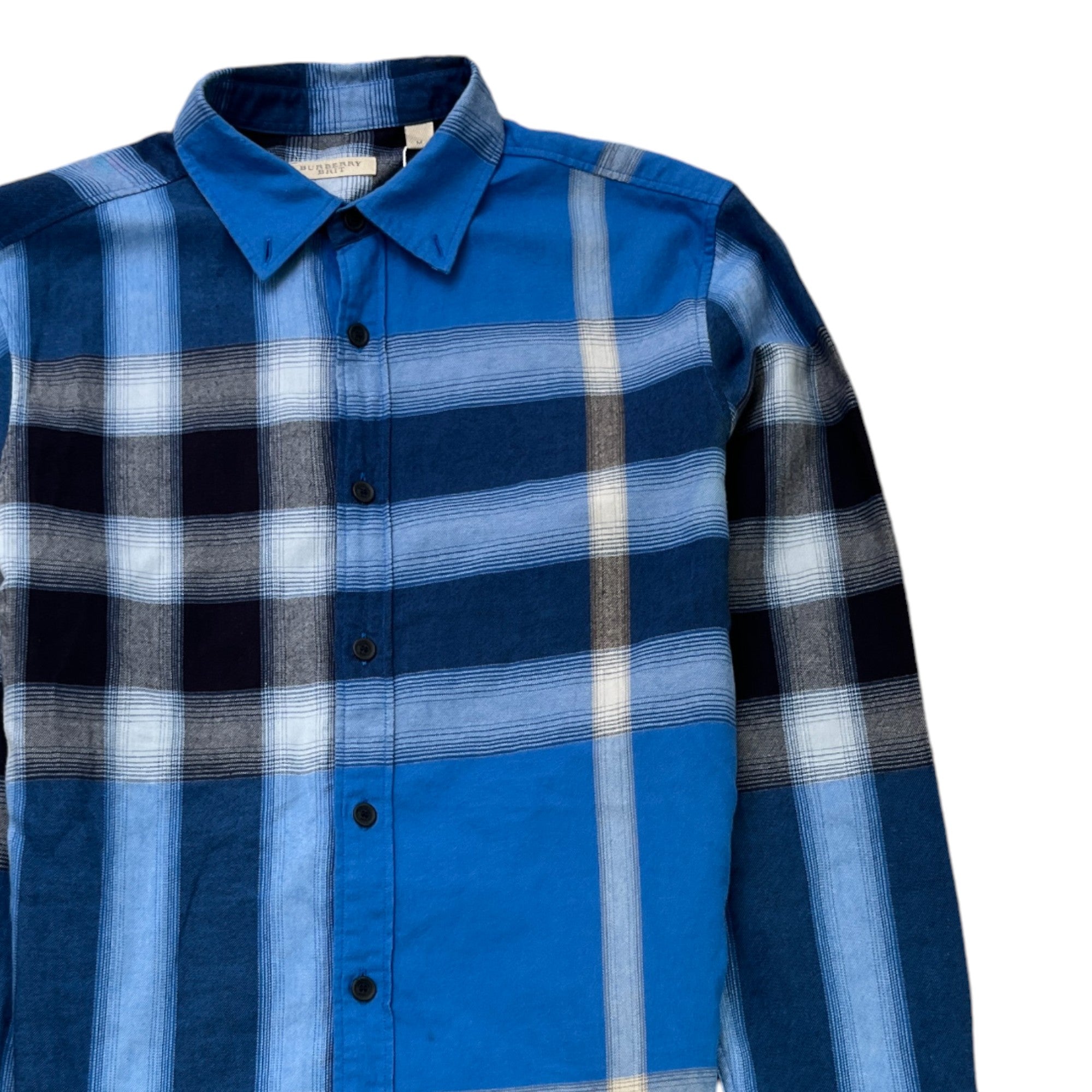 Men's Checkered Long Sleeve Shirt Blue Size M