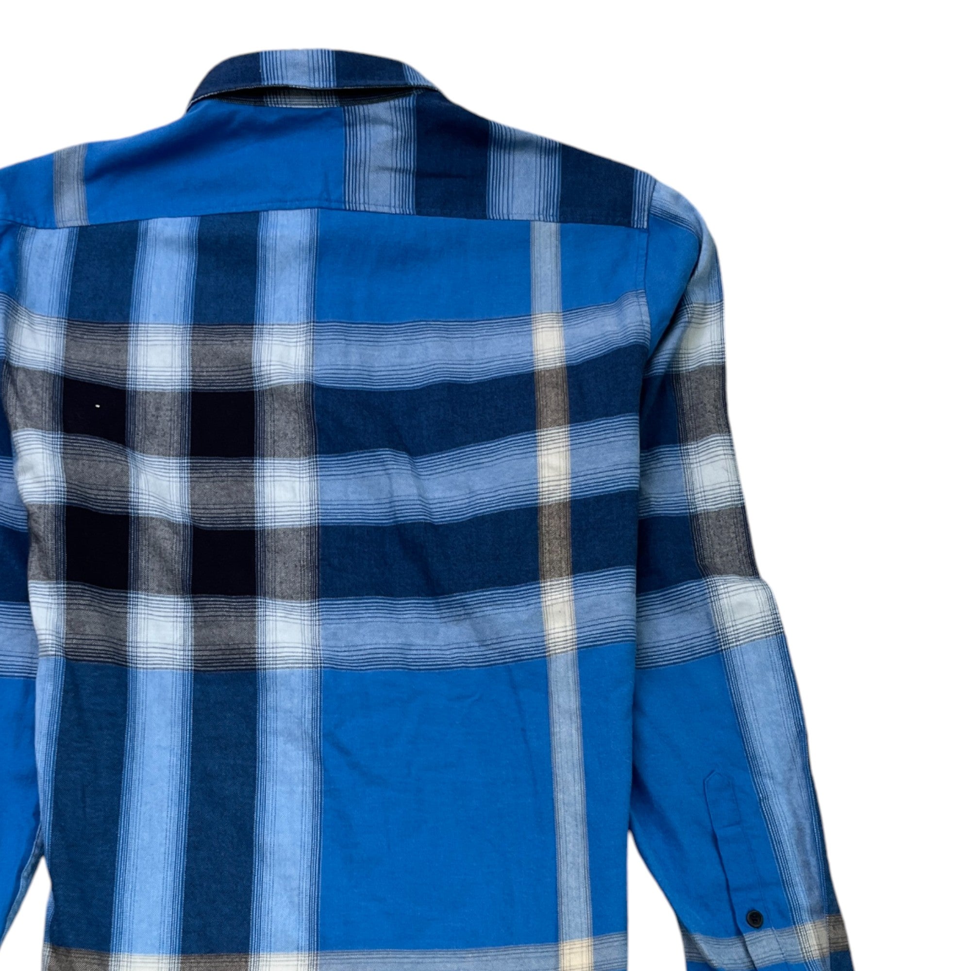 Men's Checkered Long Sleeve Shirt Blue Size M