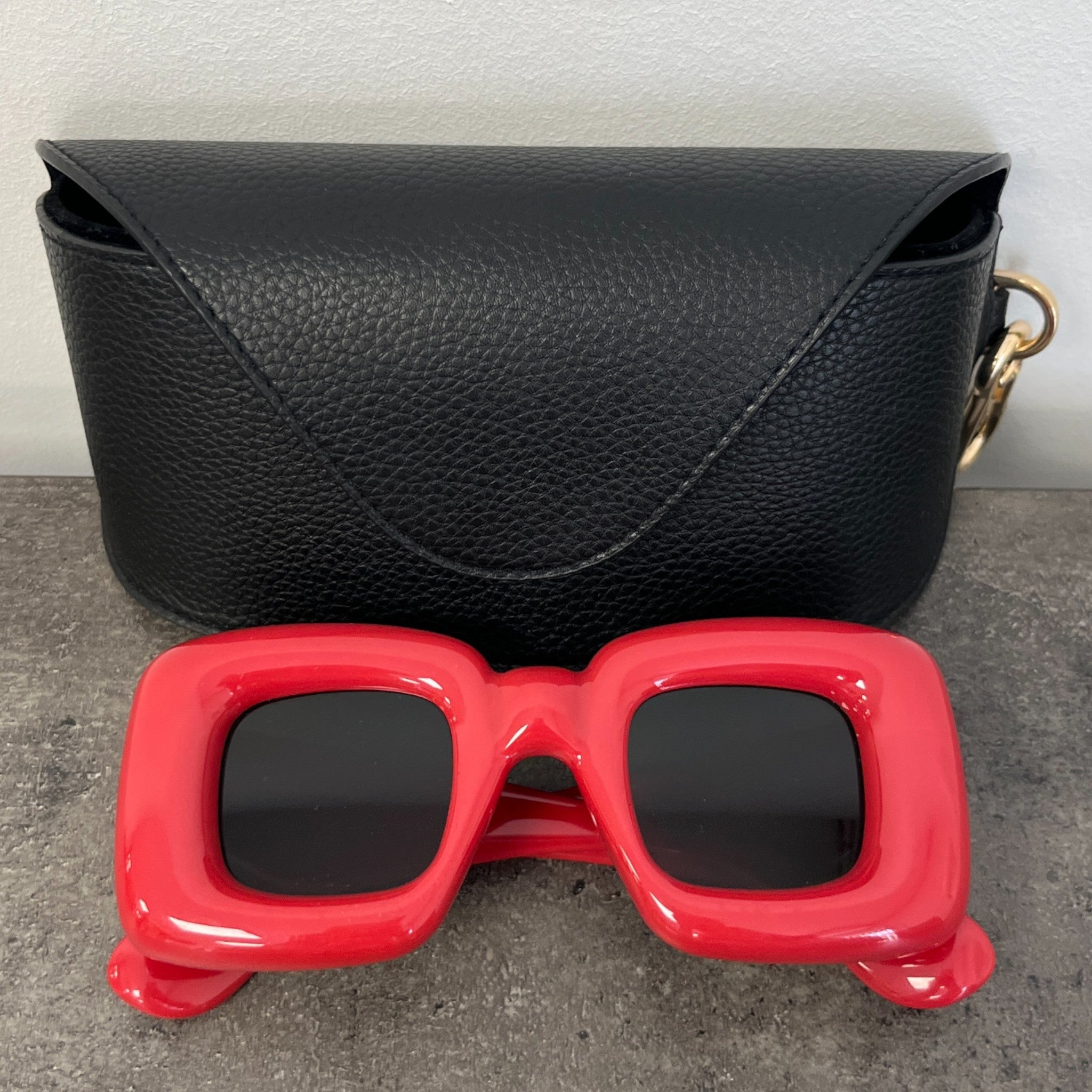 Women's Lw400981 Inflated Rectangular Sunglasses Red