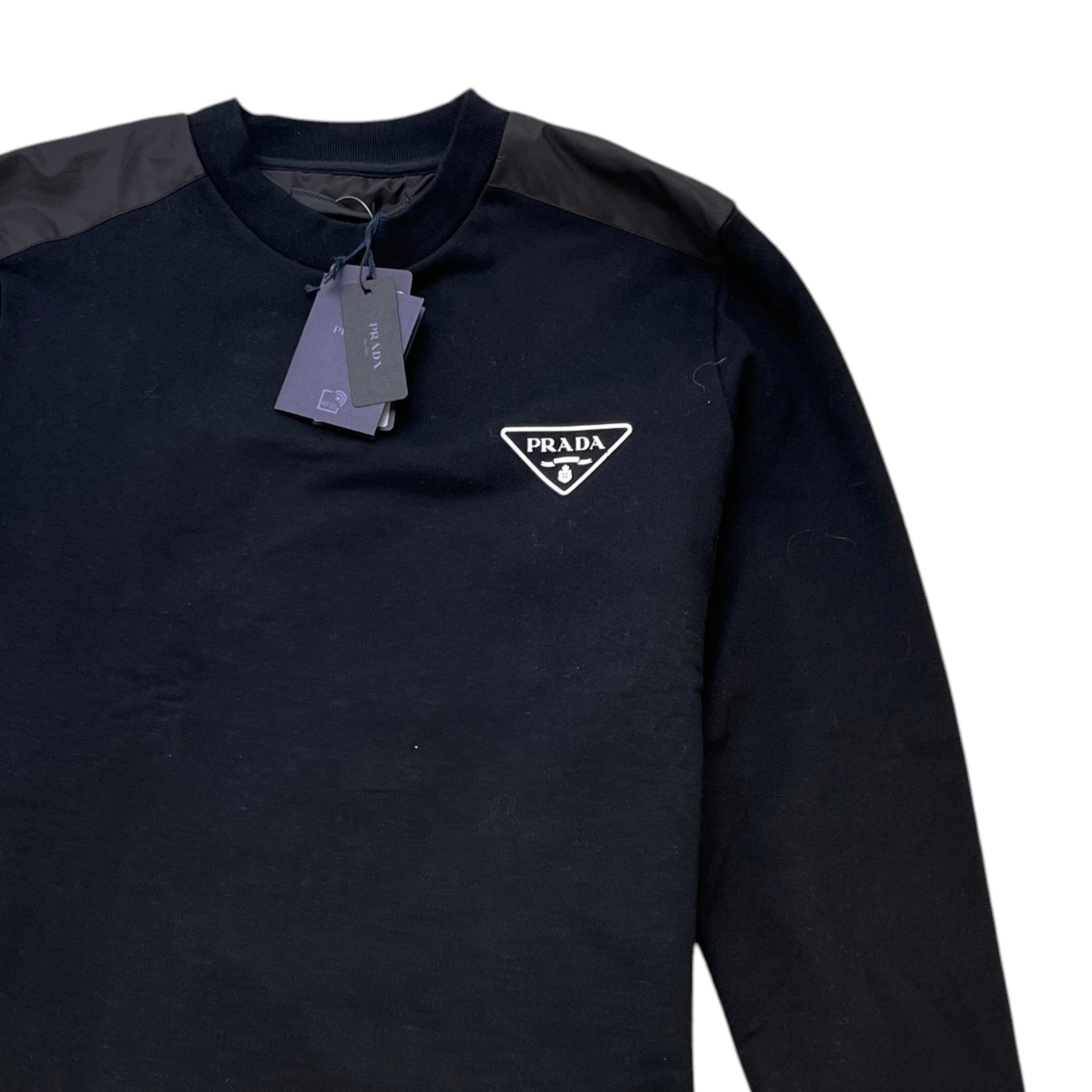 Men's Triangle Logo Nylon Sweatshirt Black Size S