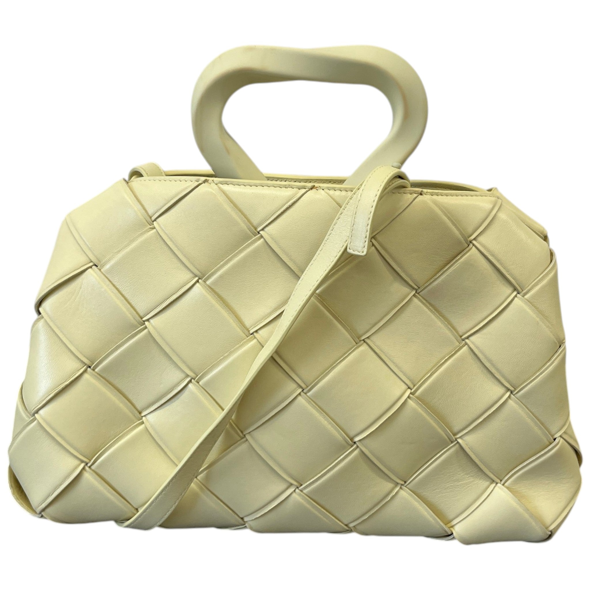Women's Woven Intrecciato Top Handle Grasp Bag Yellow