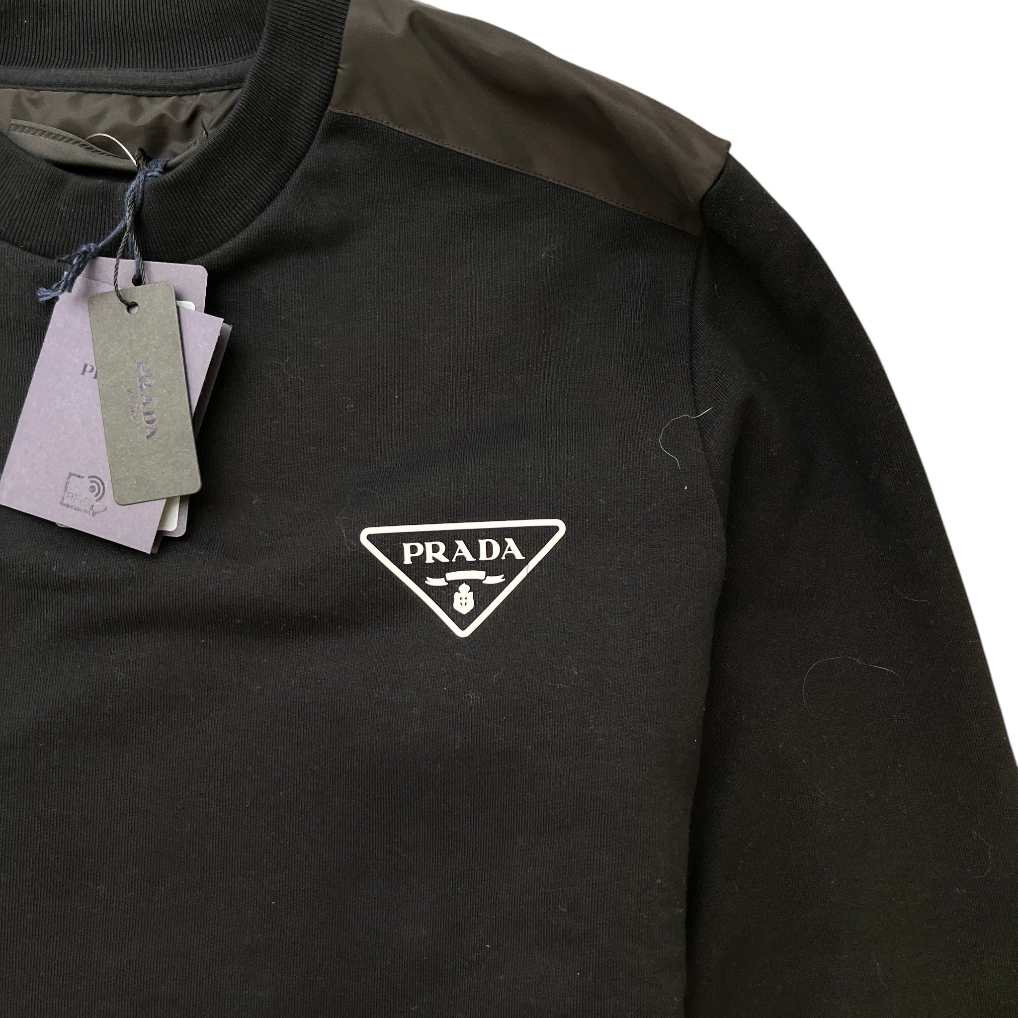 Men's Triangle Logo Nylon Sweatshirt Black Size S